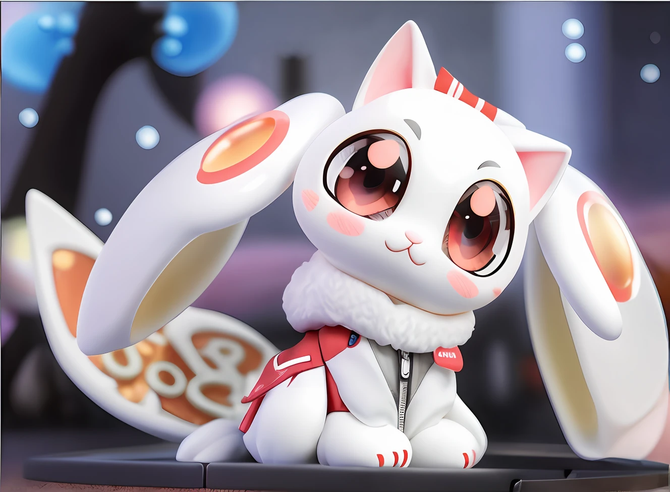 a close up of a cartoon bunny with big eyes and a white body, large cute anime eyes, she has white eyes!!!, cute anime, style of cute pokemon, cute anthropomorphic bunny, similar to pokemon, anime cat, white glowing eyes, cute large eyes, cute round slanted eyes, anime, big round cute eyes, pin on anime