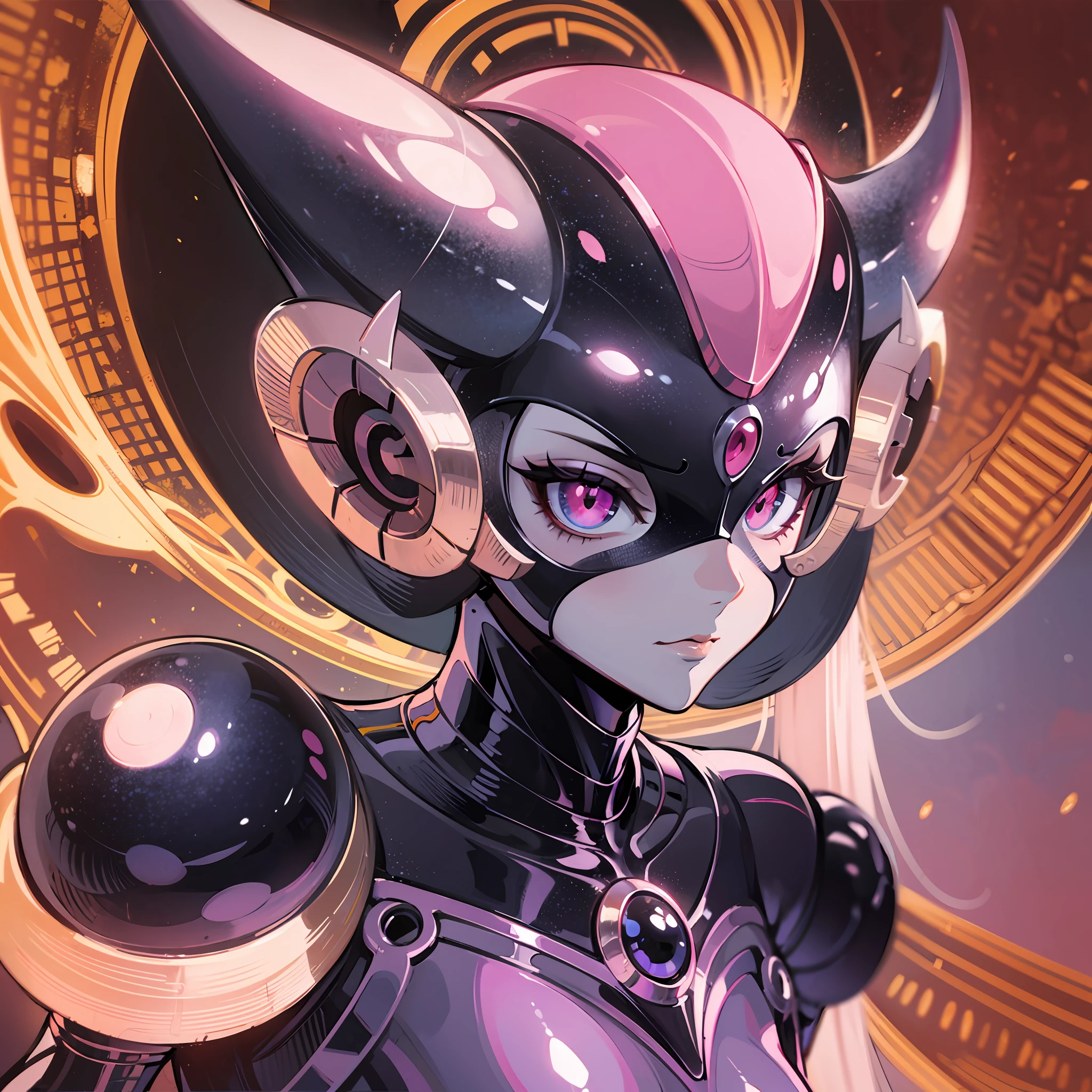 Hot insect humanoid woman, Guyver style, eyeballless eyes, evil look, bellows tail, cel shade adult animation, alien queen,