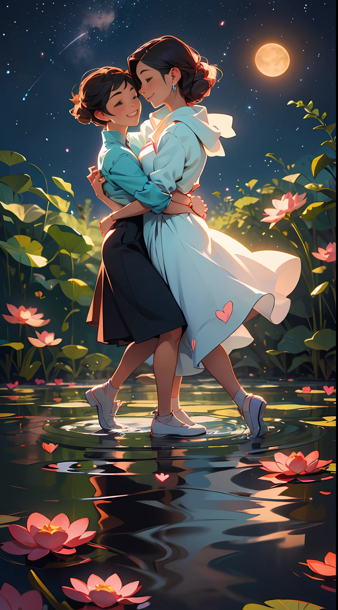 Moonlight, Night, Lake, Woods, Meadow, Reflection, Romance, Silence, Pebbles, Lotus, Cicada Song, Starry Sky, Breeze, Smile, Hug, Hand in Hand, Dancing, Missing, Romantic, Tender, Happy, Moving, Sweet, Candlelight, Guitar, Keys, Wonderful, Happy, Warm, Romantic, Love Words, Heart-to-Heart, Happiness, Youth, Beauty, Mysterious.圆圆的月亮挂在高空
