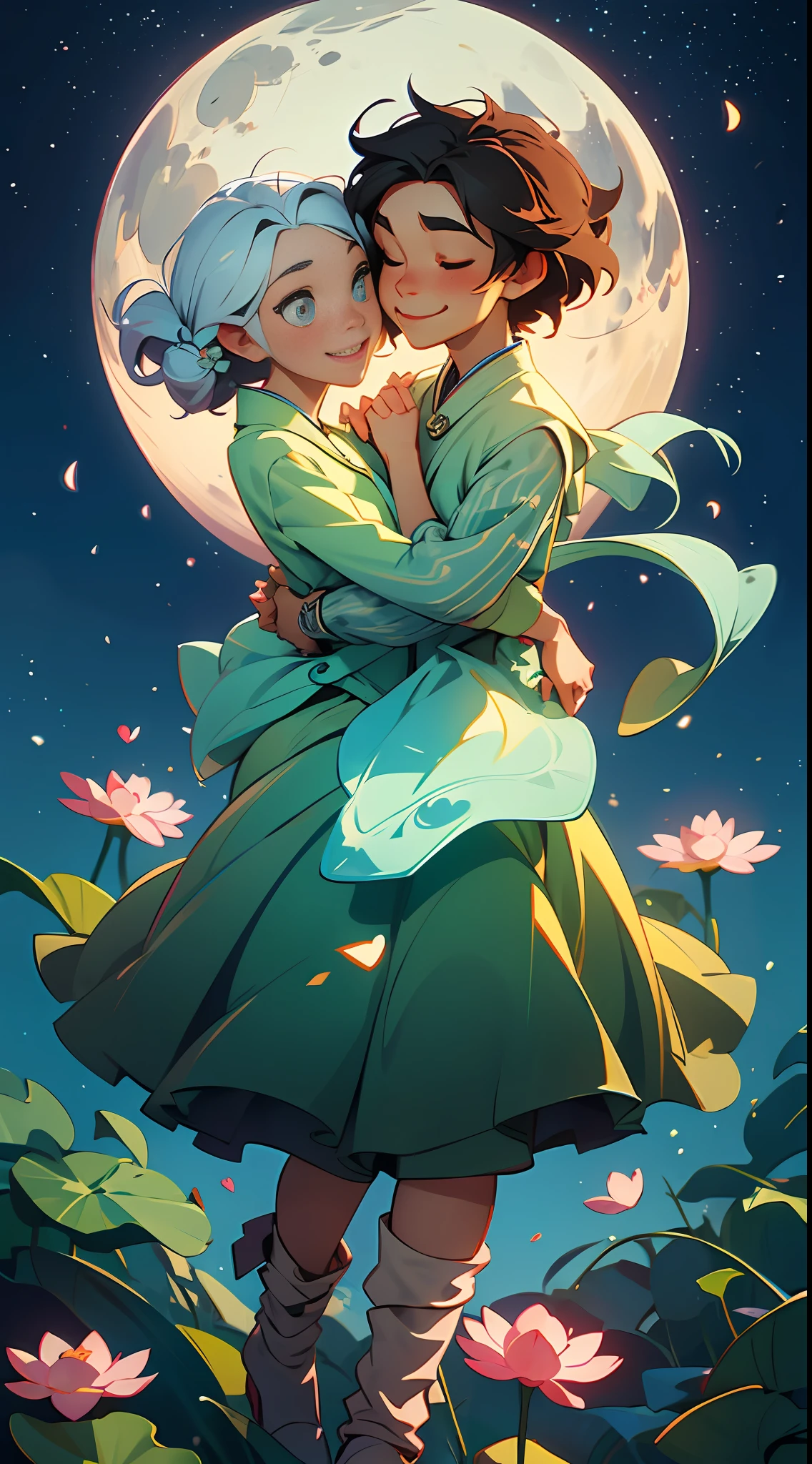 Moonlight, Night, Lake, Woods, Meadow, Reflection, Romance, Silence, Pebbles, Lotus, Cicada Song, Starry Sky, Breeze, Smile, Hug, Hand in Hand, Dancing, Missing, Romantic, Tender, Happy, Moving, Sweet, Candlelight, Guitar, Keys, Wonderful, Happy, Warm, Romantic, Love Words, Heart-to-Heart, Happiness, Youth, Beauty, Mysterious.圆圆的月亮挂在高空
