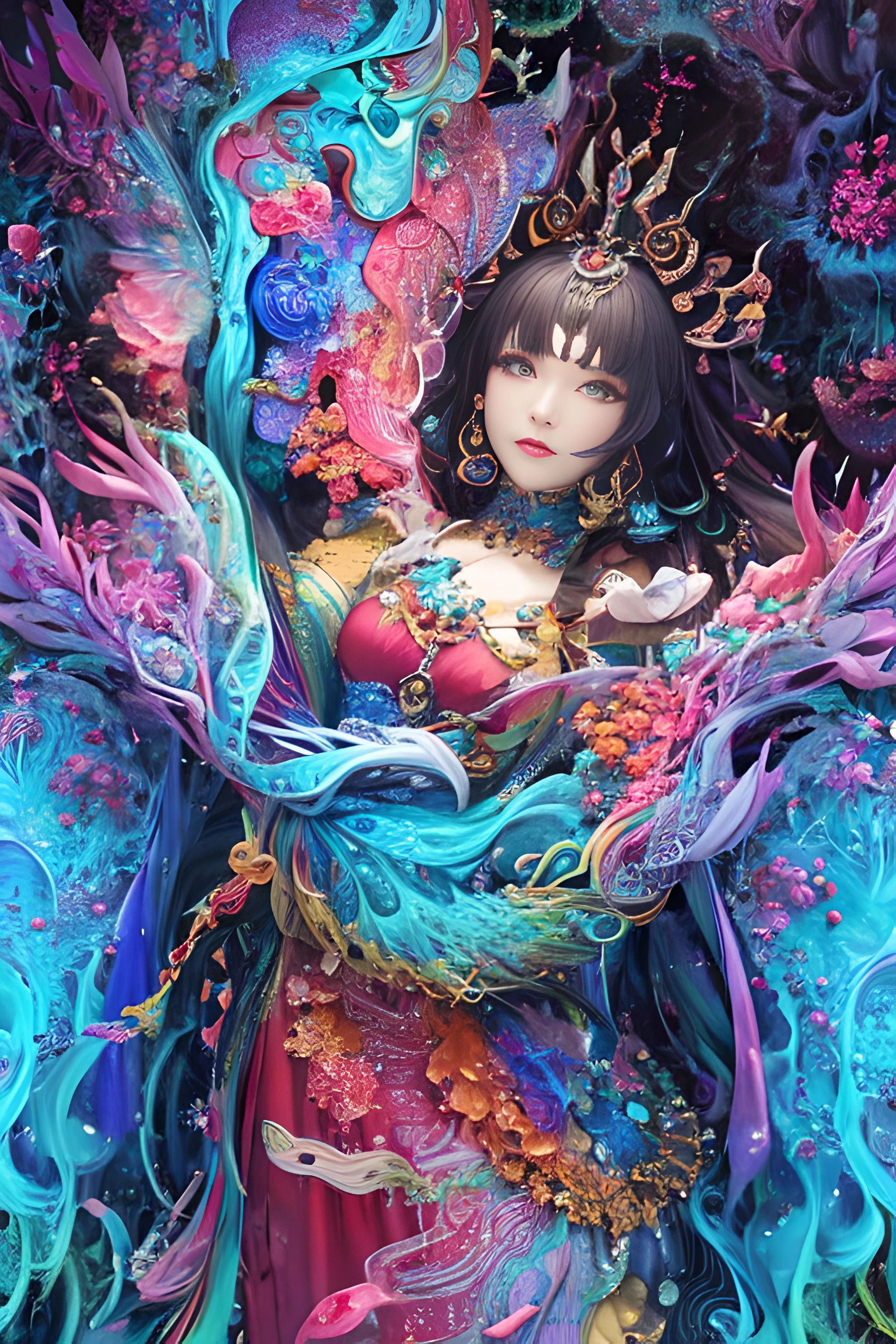 a woman in a colorful dress holding a large bird, 8k high quality detailed art, a beautiful fantasy empress, detailed digital anime art, anime fantasy artwork, 4k highly detailed digital art, detailed fantasy digital art, colorfull digital fantasy art, detailed painting 4 k, 2. 5 d cgi anime fantasy artwork, anime fantasy illustration, beautiful digital artwork