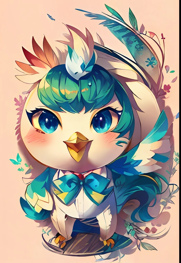 A drawing of a cartoon bird, bow tie and bow tie, anthropomorphic chicken, anthropomorphic bird, C4D