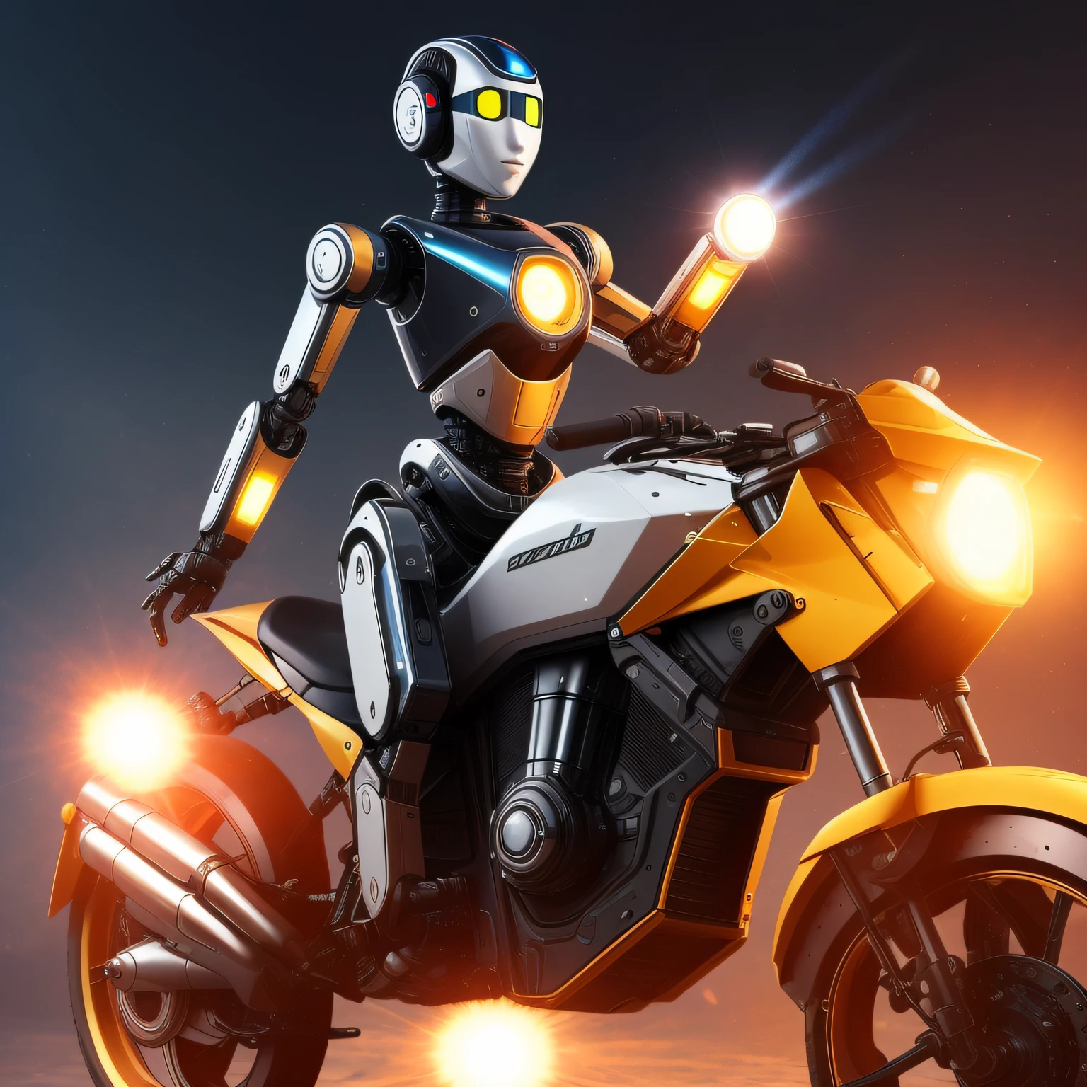 Female robot, hard shape, sense of technology, can emit light, sports scenes, brilliant light effects, lethal weapons, riding rocket ships, high-definition pictures, 4K resolution --auto