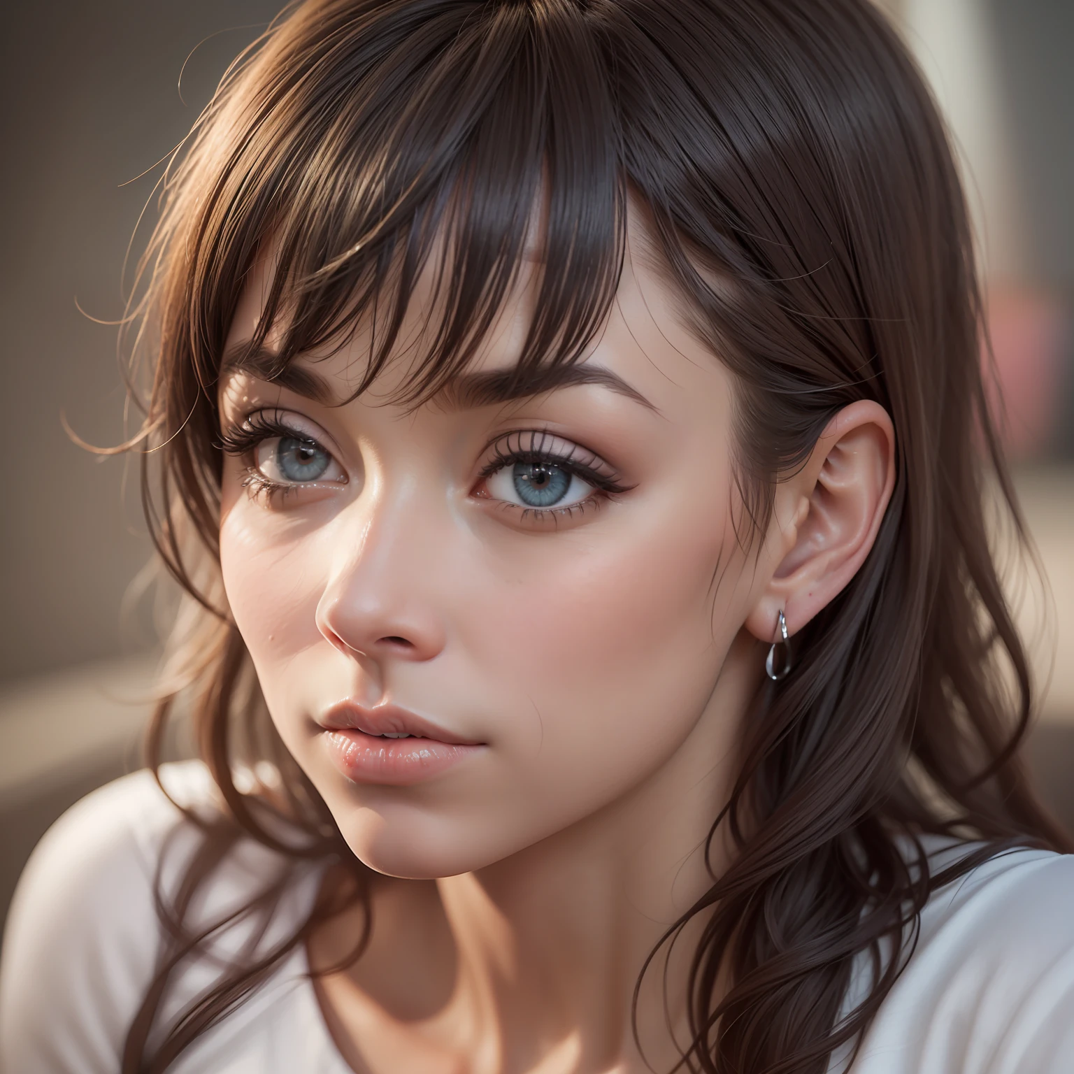 ((Tamara Taylor from the series Bones)), dressed, (photorealistic:1.4), (hyperrealistic:1.4), (realistic:1.3), (more uniform lighting: 1.05), (improvement of cinematic lighting quality: 0.9), 32K, 1girl, 20yo girl, realistic lighting, backlight, light on face, raytrace, (brightening light: 1.2), (increase quality: 1.4), (best quality real texture skin: 1.4), finely detailed eyes, finely detailed face, fine quality eyes, (tired and sleepy and satisfied:0,0), close-up of the face, T-shirts, (Increase the mood of the body line: 1,1), (Increase the beauty of the skin texture: 1,1)
