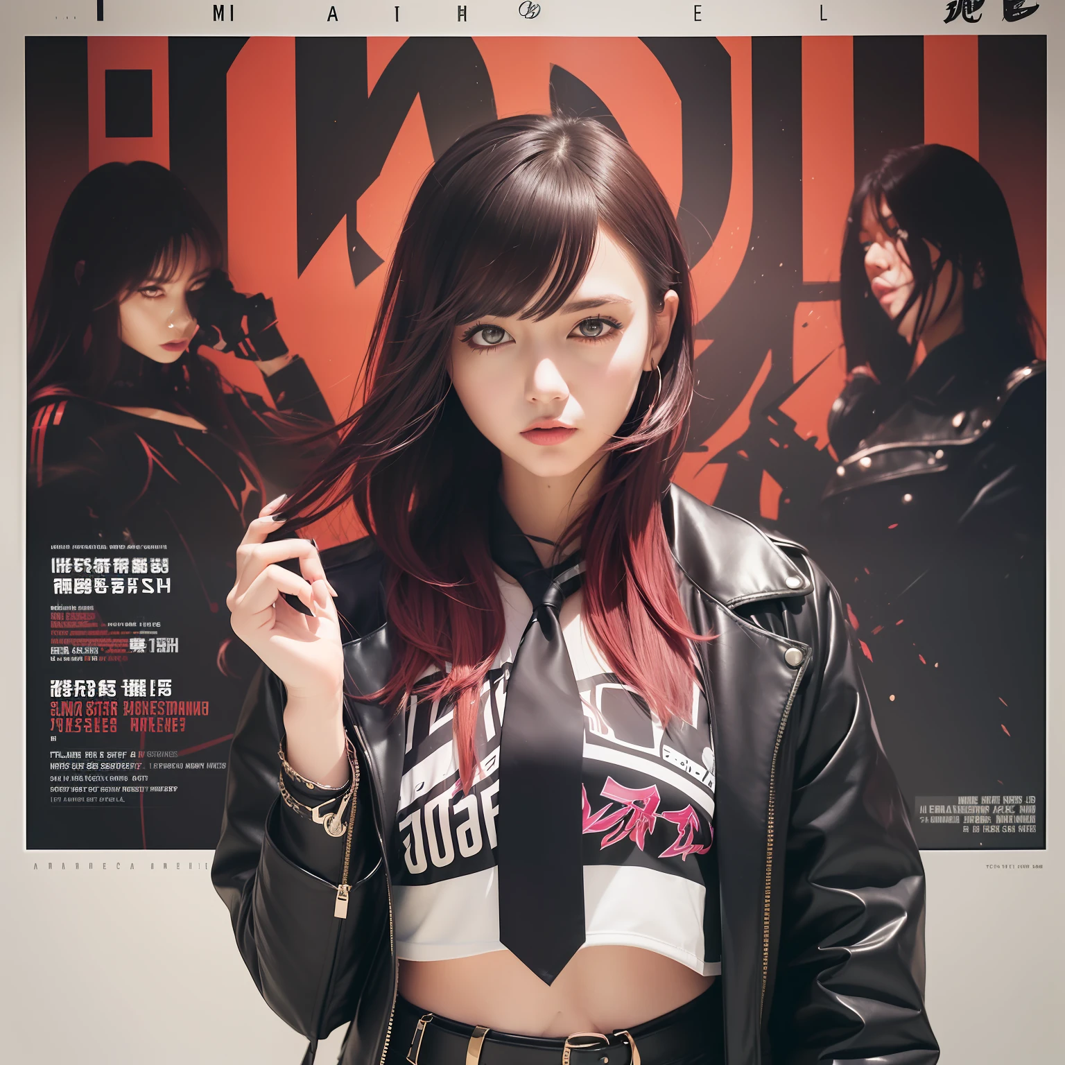 ((((dramatic))), (((gritty))), (((intense))) film poster featuring a young woman as the central character. She stands confidently in the center of the poster, wearing a stylish and edgy outfit, with a determined expression on her face. The background is dark and gritty, with a sense of danger and intensity. The text is bold and attention-grabbing, with a catchy tagline that adds to the overall feeling of drama and excitement. The color palette is mainly dark with splashes of vibrant colors, giving the poster a dynamic and visually striking appearance,tachi-e
(magazine:1.3), (cover-style:1.3), fashionable, woman, vibrant, outfit, posing, front, colorful, dynamic, background, elements, confident, expression, holding, statement, accessory, majestic, coiled, around, touch, scene, text, cover, bold, attention-grabbing, title, stylish, font, catchy, headline, larger, striking, modern, trendy, focus, fashion,