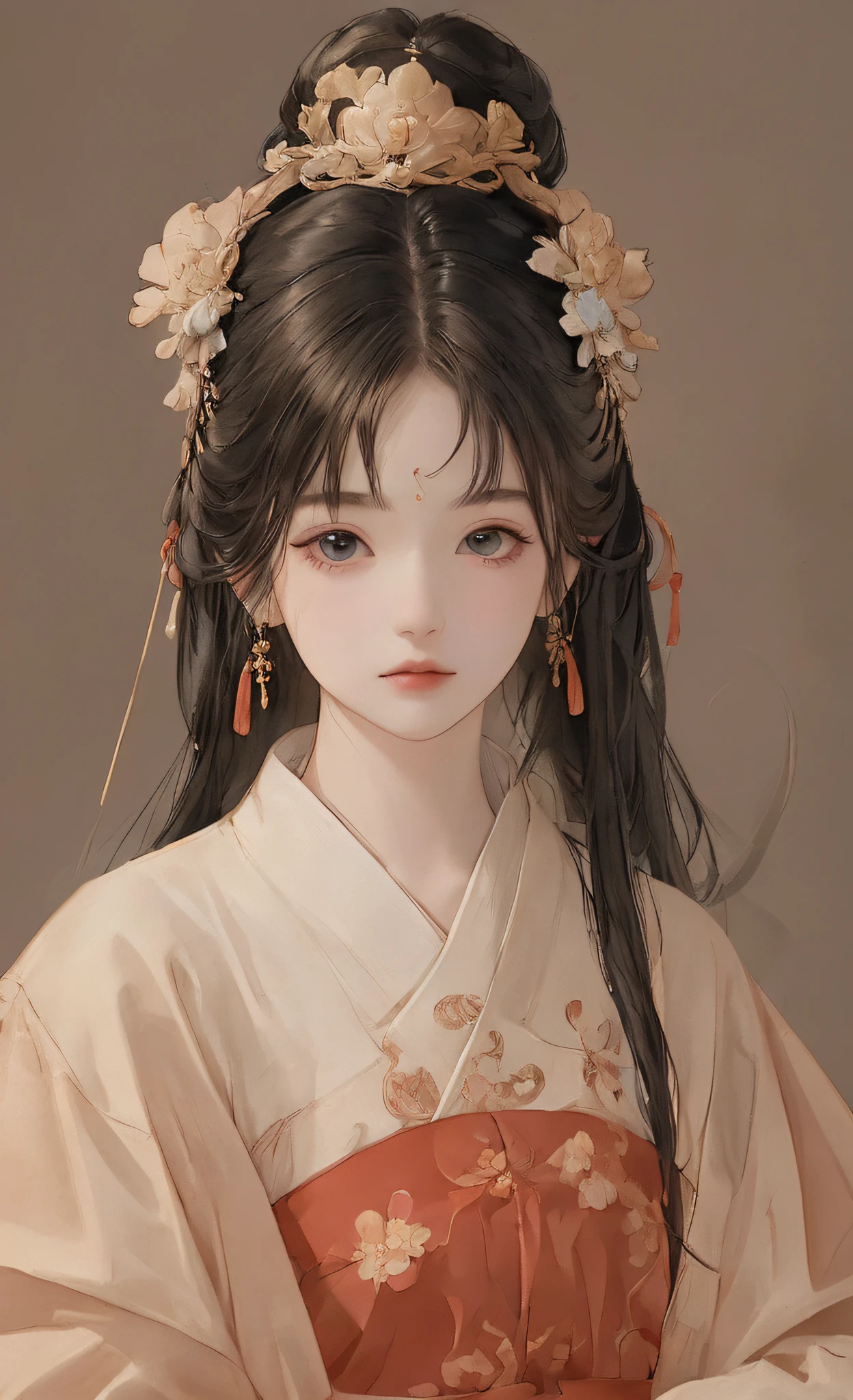 A girl, ancient Chinese costume, whole body, sunshine, clear face, clean white background, masterpiece, super detail, epic composition, ultra HD, high quality, extremely detailed, official art, uniform 8k wallpaper, super detail, 32k