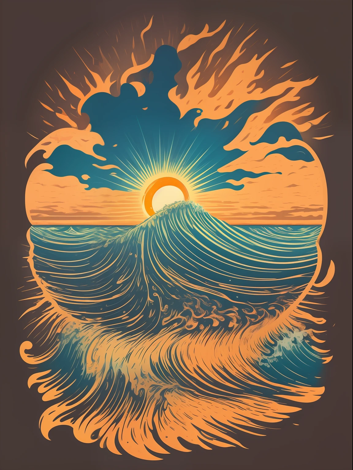 T-shirt design graphic, vector, contour, white background, Immerse yourself in the vibrant energy of beach life through captivating photography, capture the essence of sun-kissed shores and sparkling waves with a trendy style that blends vivid colors and dynamic compositions