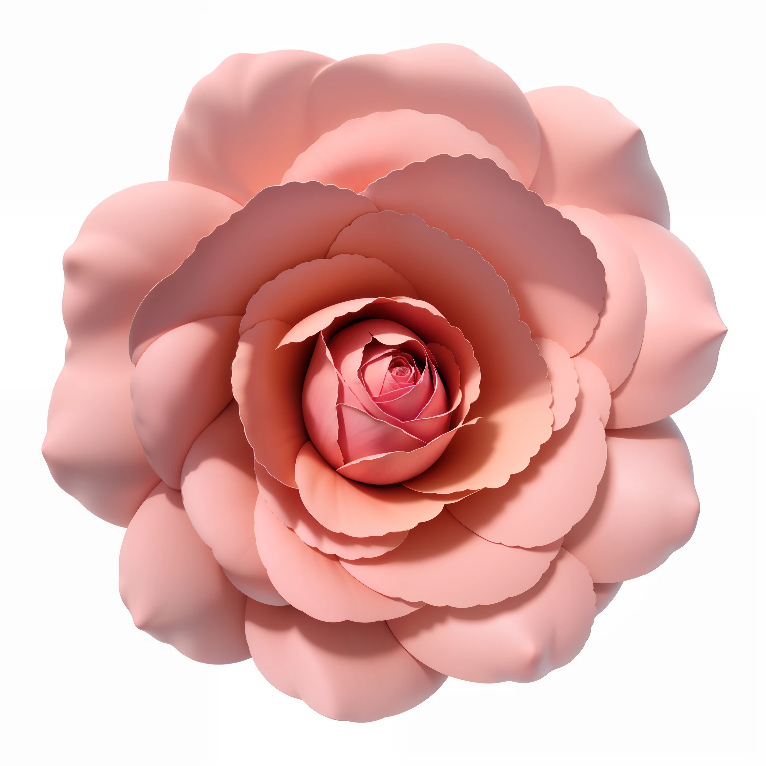 3d rendering, C4D rendering, detail rendering, glass texture, diamond texture, there is a pink paper flower with white background, large rose head, giant rose head, giant rose head, giant rose flower head as head, giant rose flower face, large flower head, pink rose, pink rose, alexis flower, huge flower, natural point rose', pink flower, large single rose petal, huge flower head