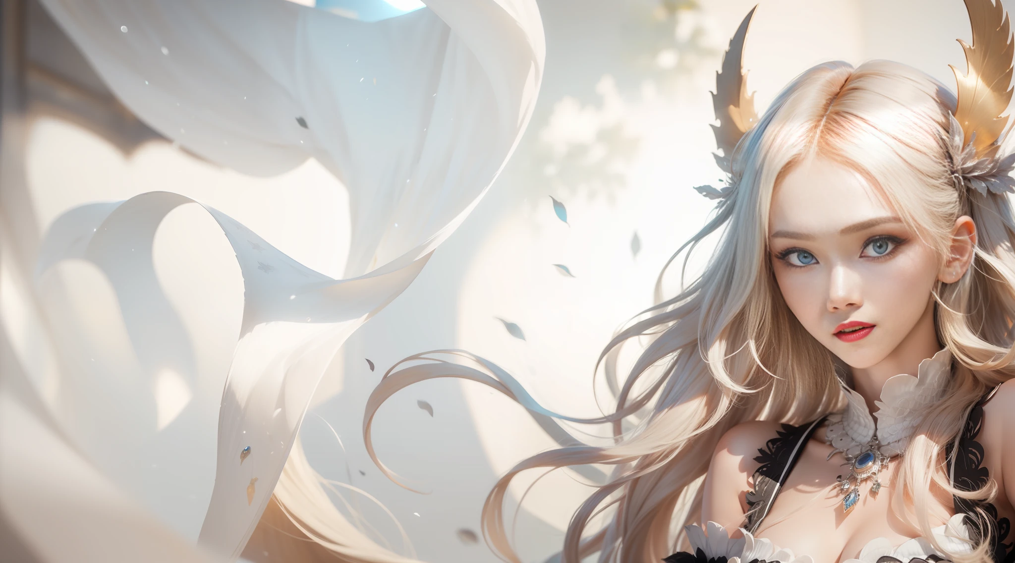 High-quality masterpiece, exquisite facial features, 4K picture quality, brilliant light and shadow, Tyndall effect, halo, messy hairstyle, gorgeous scene, exquisite clothes, unkempt hair, beautiful and detailed eyes, dynamic angle, gorgeous hair, full body meticulous light and shadow, clean face --auto