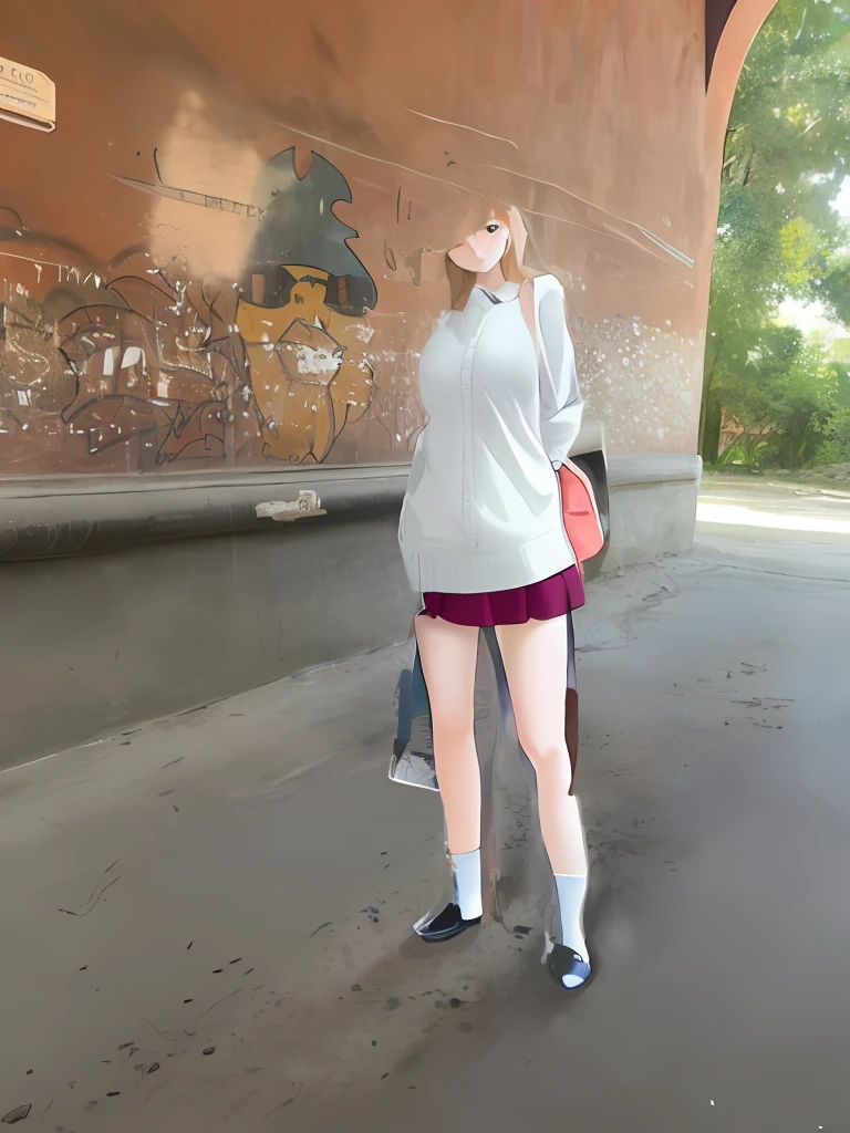 anime full-length girl in short skirt art