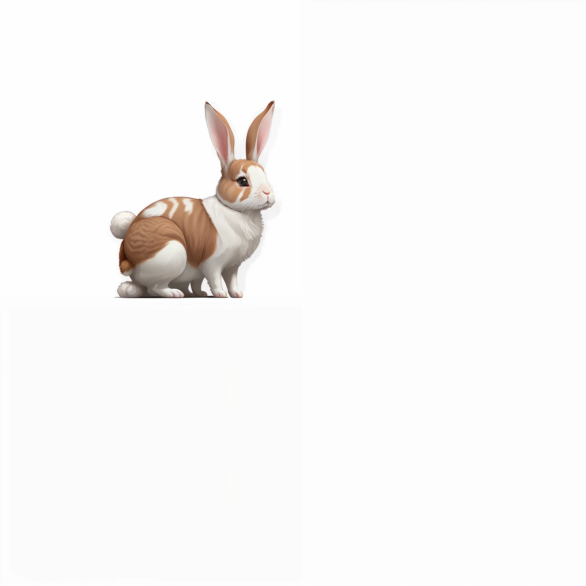 Rabbit with lop-eared ears, white and brown pattern --auto
