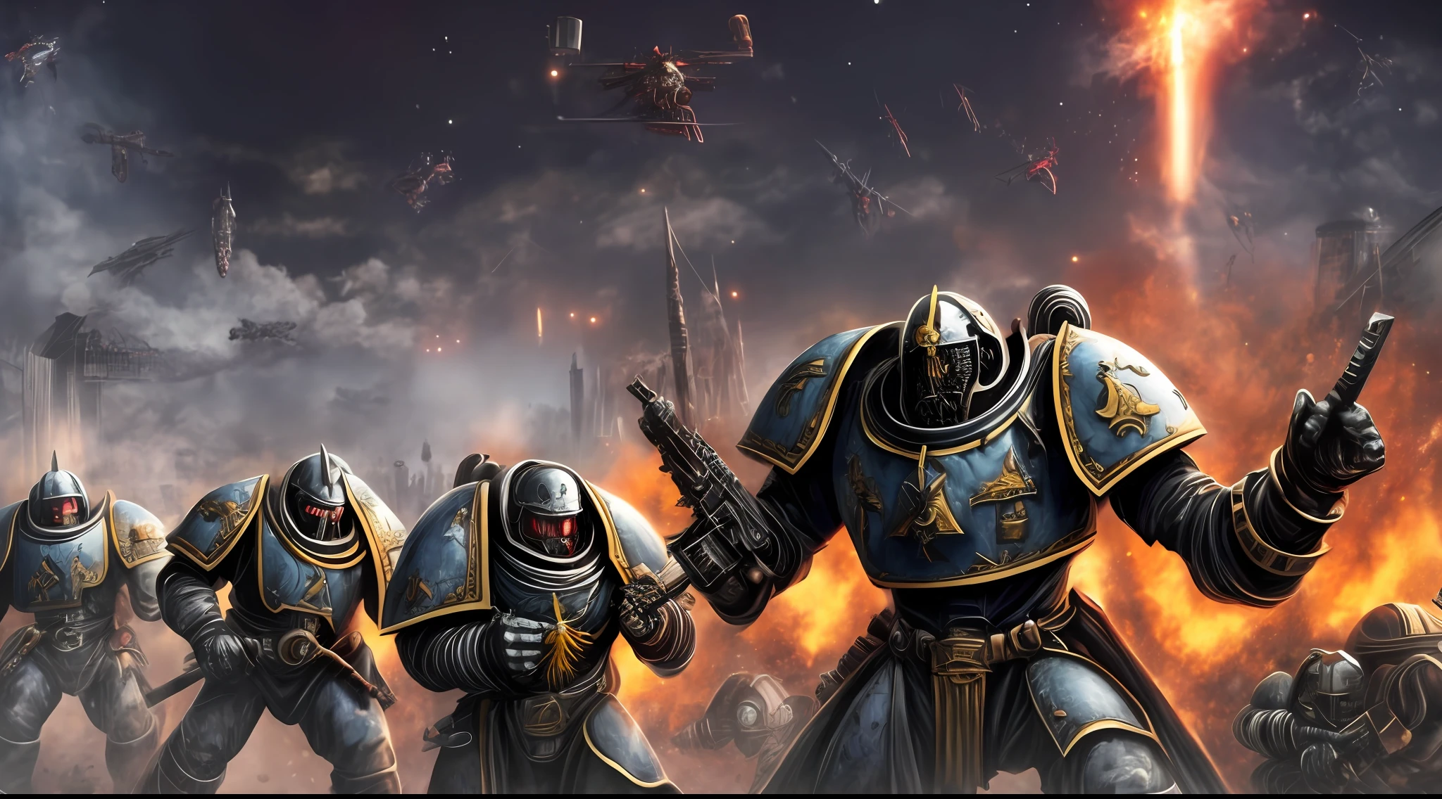 zombie apocalyps being fought off by the brotherhood of steel/40k space marines