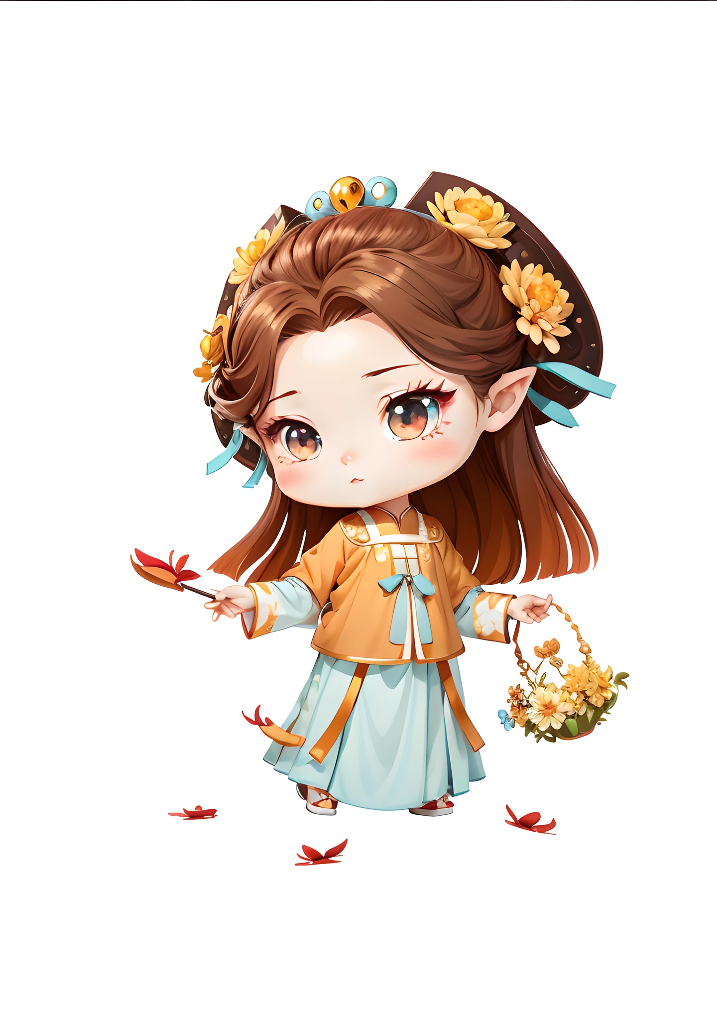 A cute cartoon girl，cute art style，cute detailed digital art，stylized anime，Illustration in anime style，digital anime illustration，lovely digital painting，8k，cute character，The degree of refinement of clothing is high，Costume details，The folds of the costume are clear，The light and dark sides of the costume are clear，Lineart