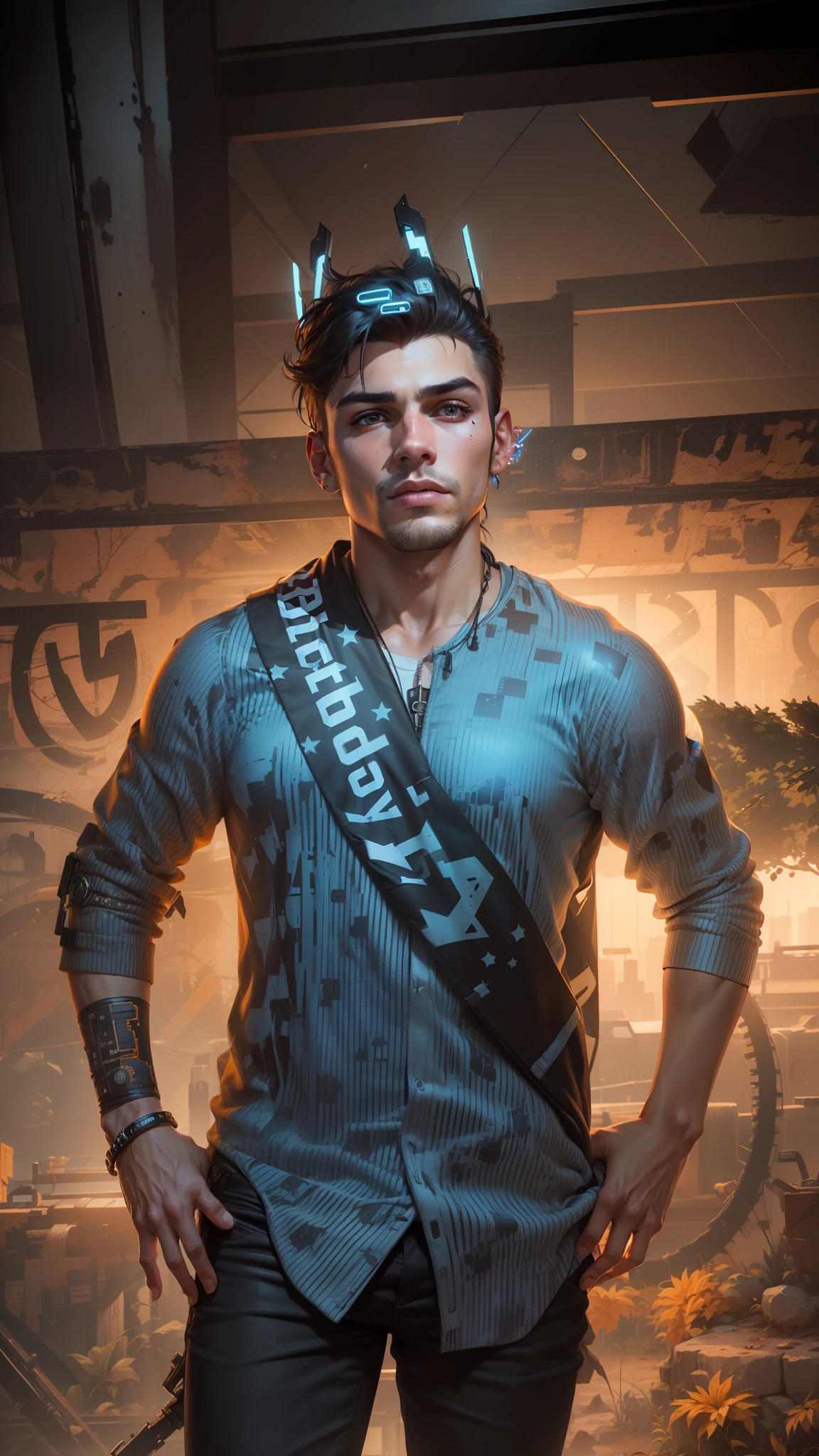 Change background cyberpunk handsome boy. realistic face. 8k. ultra realistic.