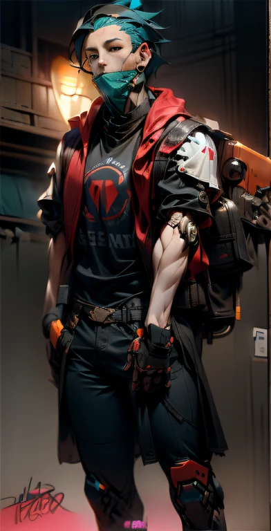 Painting of a man with a skateboard and a backpack, Makoto Shinkai (Apex Legends), cyberpunk street thug, senior concept artist, unrealistic character concept, disco Elysium character, concept art of single boy, wearing Netrunner costume, ((character concept art)), brave character, Rostelland style, realistic character concept, blue and red, cool colors, highly intricate details