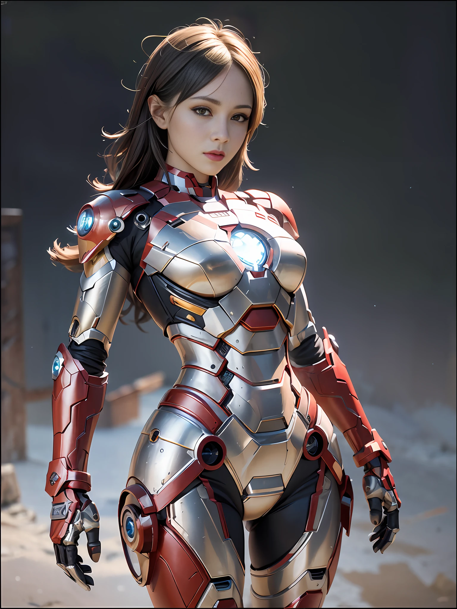 araffed woman in a suit of armor posing for a picture, girl in mecha cyber armor, covered in full metal armor, armor girl, stunning armor, covered in full silver armor, like ironman, cyberpunk iron man, beutiful girl cyborg, beautiful armor, cgsociety uhd 4k highly detailed, perfect anime cyborg woman, by Jason Chan, cgsociety masterpiece