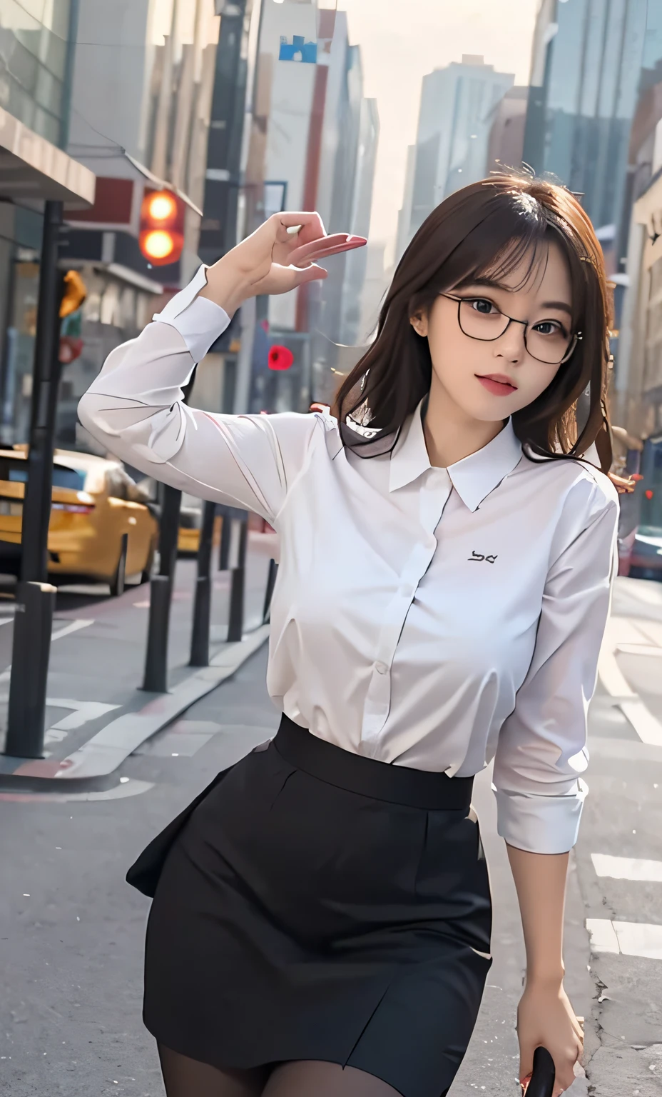 ulzzang-6500-v1.1, (raw photo:1.2), (photorealistic:1.4), beautiful detailed girl, very detailed eyes and face, beautiful detailed eyes, ridiculous, incredibly ridiculous, huge file size, super detailed, high resolution, very detailed, best quality, masterpiece, ((fashion clothing with diverse colors)), illustration, very detailed, CG, unified, 8k wallpaper, amazing, fine detail, masterpiece ,best quality, very detailed CG uniform 8k wallpaper, light on face, movie lighting, 1girl, 16 years old, long white hair, side splits, (big breasts), (no panties)), (glasses), ((dynamic pose))), ((sexy pose))), (camel toe), (half), (pantyhose)), ((black hip skirt))