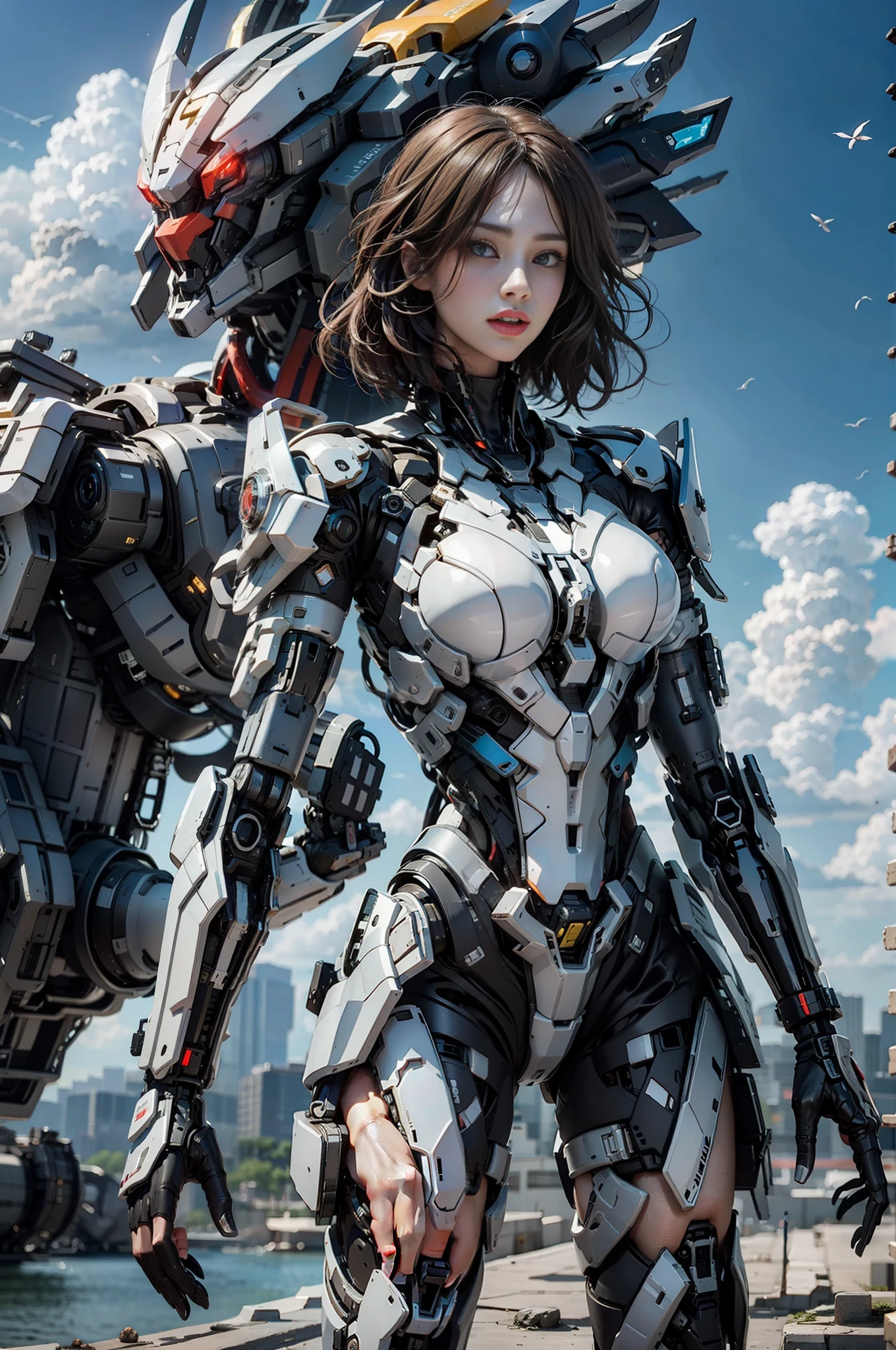 Black mecha glove, precise finger, right finger, beautiful finger, five fingers