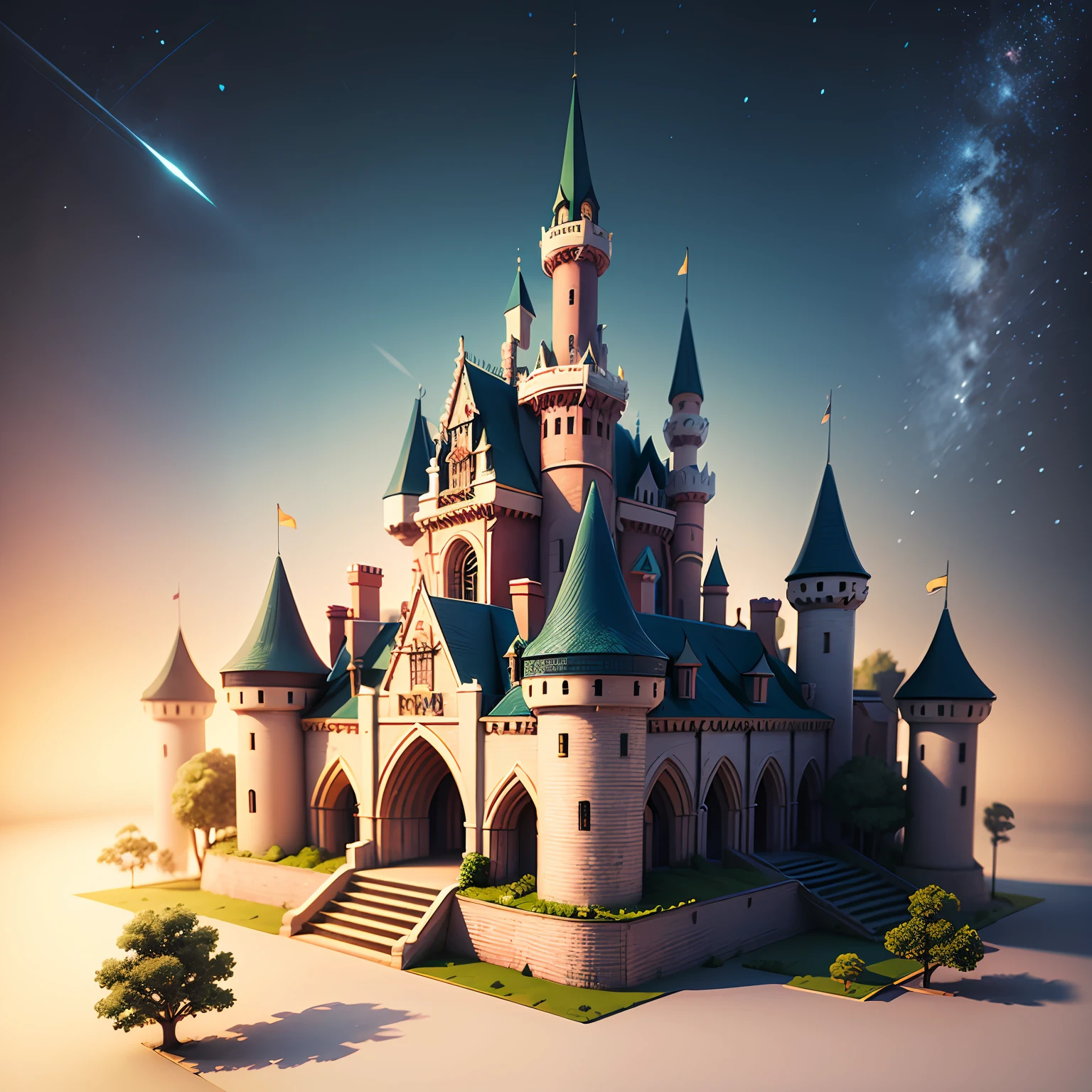 3D stylized scene, cartoon magic castle --auto