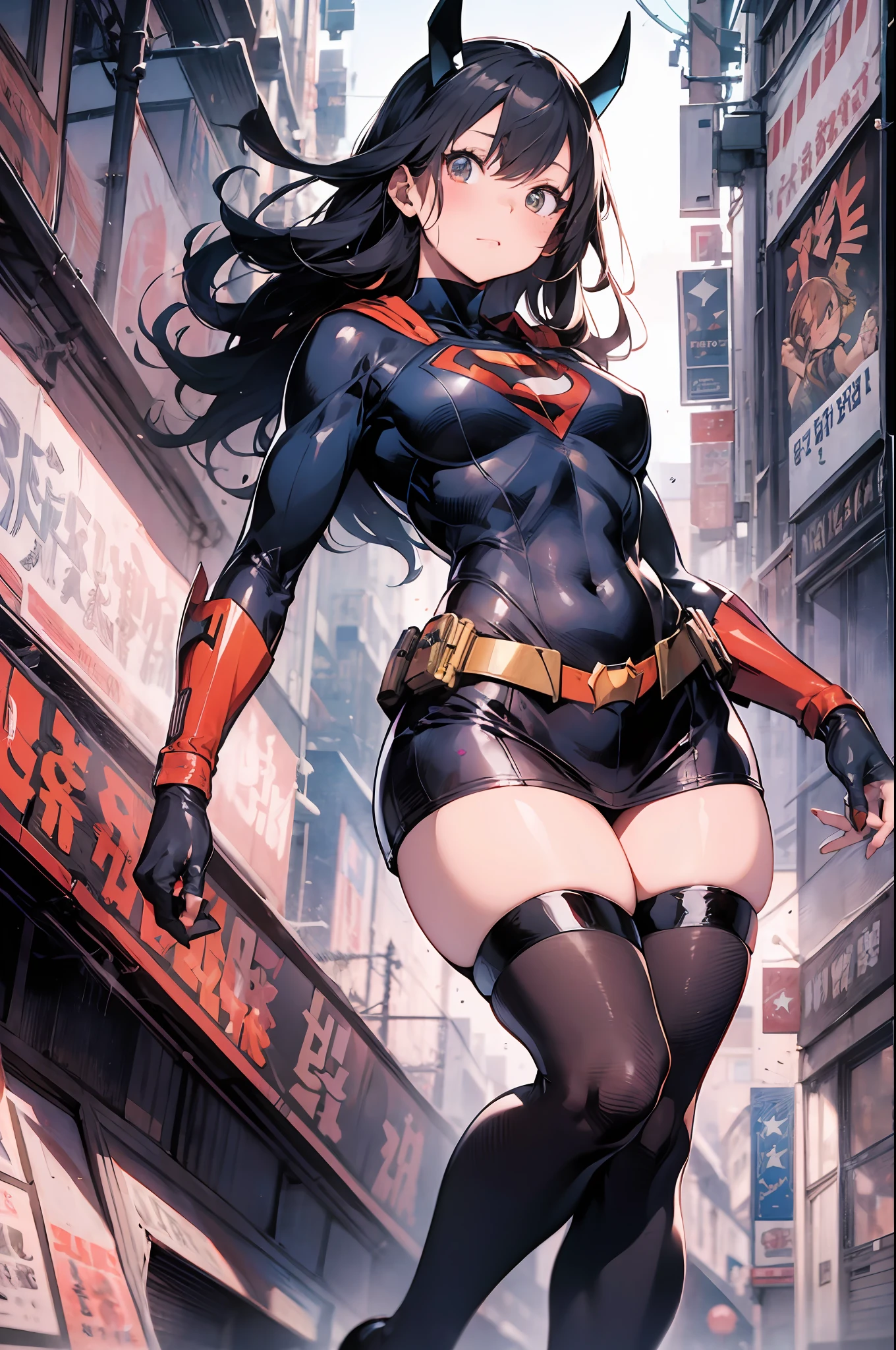 a masterpiece, sticker of a batgirl/supergirl from dc comic wearing alternate yellow costume, coy and alluring, full body, Kim Jung gi, freedom, soul, digital illustration, comic style, cyberpunk, perfect anatomy, centered, approaching perfection, dynamic, highly detailed, watercolor painting, artstation, concept art, smooth, sharp focus, illustration, art by Carne Griffiths and Wadim Kashin, unique, award winning, masterpiece