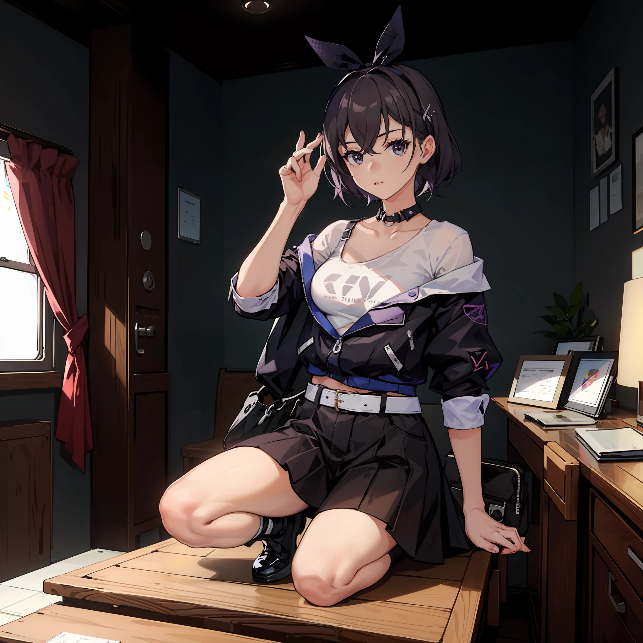 W - Seated, 1girl
