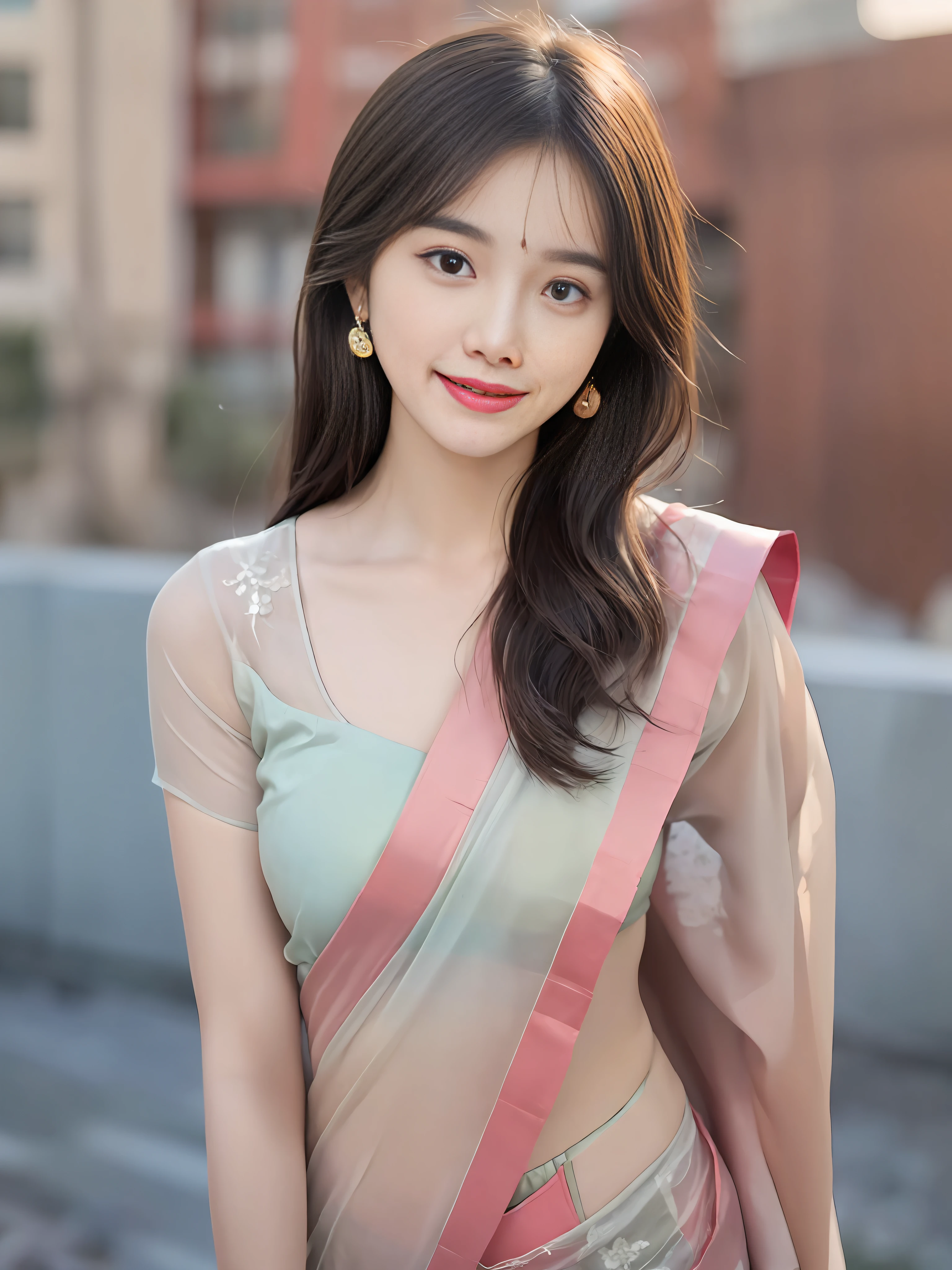 ((12-14 Years Old Pretty young Indian female Beautiful Realistic Korean idol wearing saree:1.4)), medium short hair style,dressed saree, simple white background room, natural light, extremely realistic, 8k, (((beautiful cute face girl))),insane details, intricate cinematic color graded,Color Grading, Editorial Photography, Photography,sharp focus, taken with a 60mm lens, ISO 300, f/4, 1/200th , ((standing at front of background:1.3 )), (masterpiece:1.4), (8k, photorealistic, RAW photo, best quality: 1.4), beautiful face, (realistic face), (ultra-detailed), (best illustration), shadow), ultra-high res,(detailed face:1.2),beautiful hairstyle, realistic eyes, detailed skin,beautiful skin,shiny skin:1,), attractive, ultra high res, long hair, highly detailed, golden ratio, (Best quality,32k, Masterpiece, UHD:1.2),soft circle earrings, ((full body)),professional soft lighting, light on face,straight from front,looking viewer,(((seductive smile,full-face blush,blush,body blush:1.4))),(sexy erotic poses:1.5) ,(slime girl, slim legs,),((wear glasses)), eyes,good-looking,beautiful face,red lip,blush,long hair,perfect skin,realistic skin texture,detailed texture,(fair skin,Soft skin),(beautiful girl blushing cheeks :1.2),