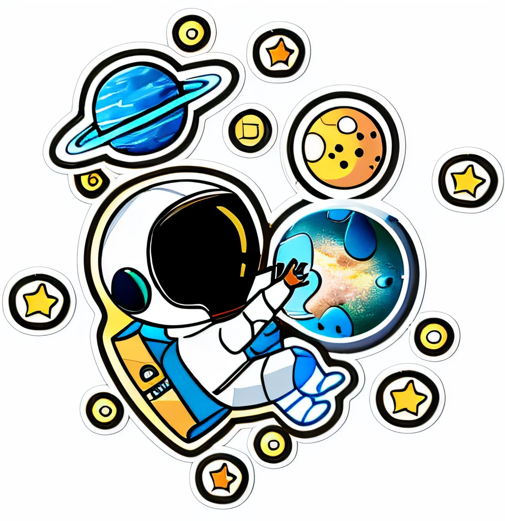 Astronaut flying in space with planets and stars, cute astronaut sticker art, little astronaut looking up, astronaut relaxing in space, astronaut, space astronaut, astronaut floating in space, astronaut, astronaut floating in space, detailed astronaut, astronaut in space, space, space flight, astronaut standing and watching, space theme, in space, spacewalk, background white space