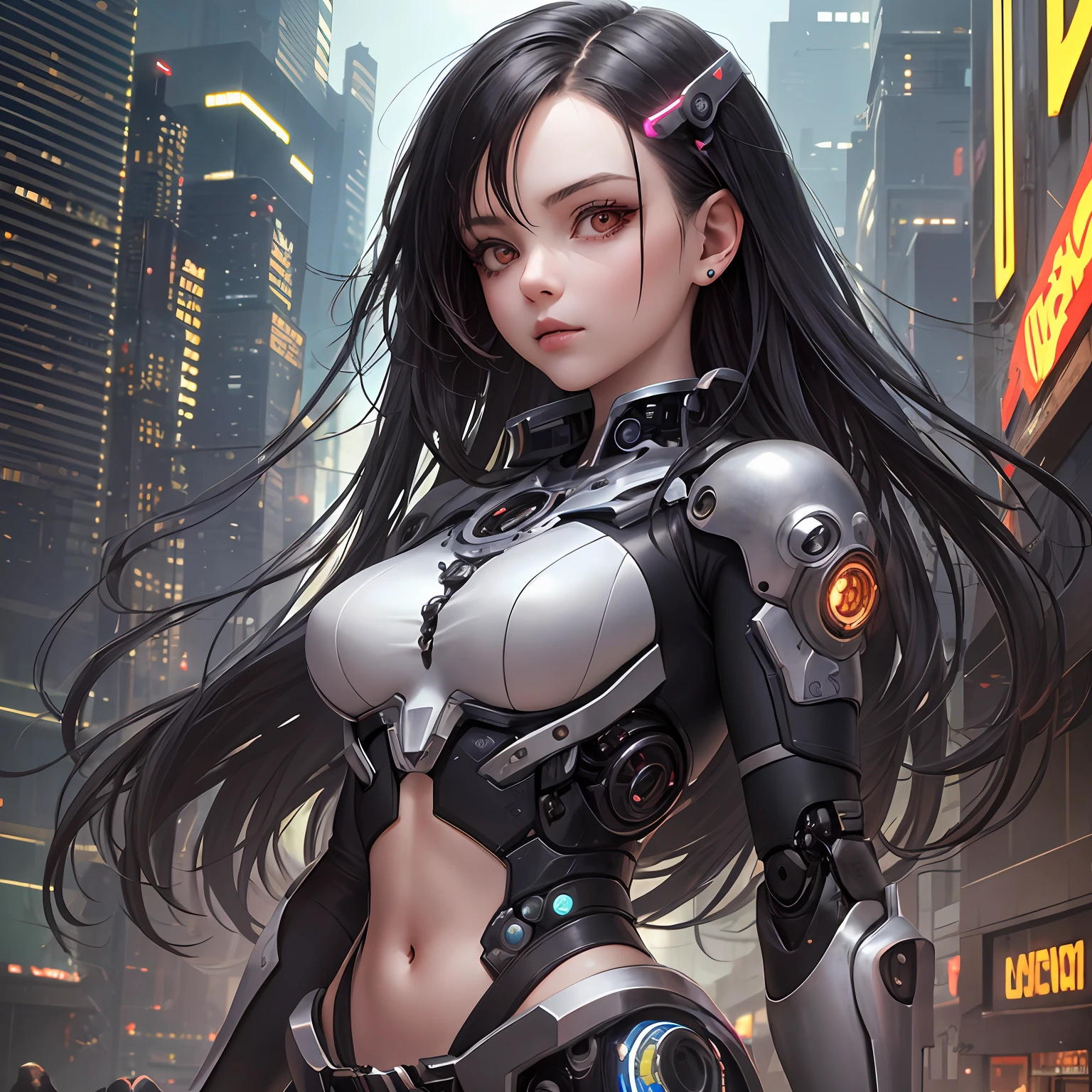 ((metal)), girl with long metal hair,((cyborg))), cyberpunk style,(complex details)),hdr,(complex details, ultra detail)))), cinematic shot, vignette