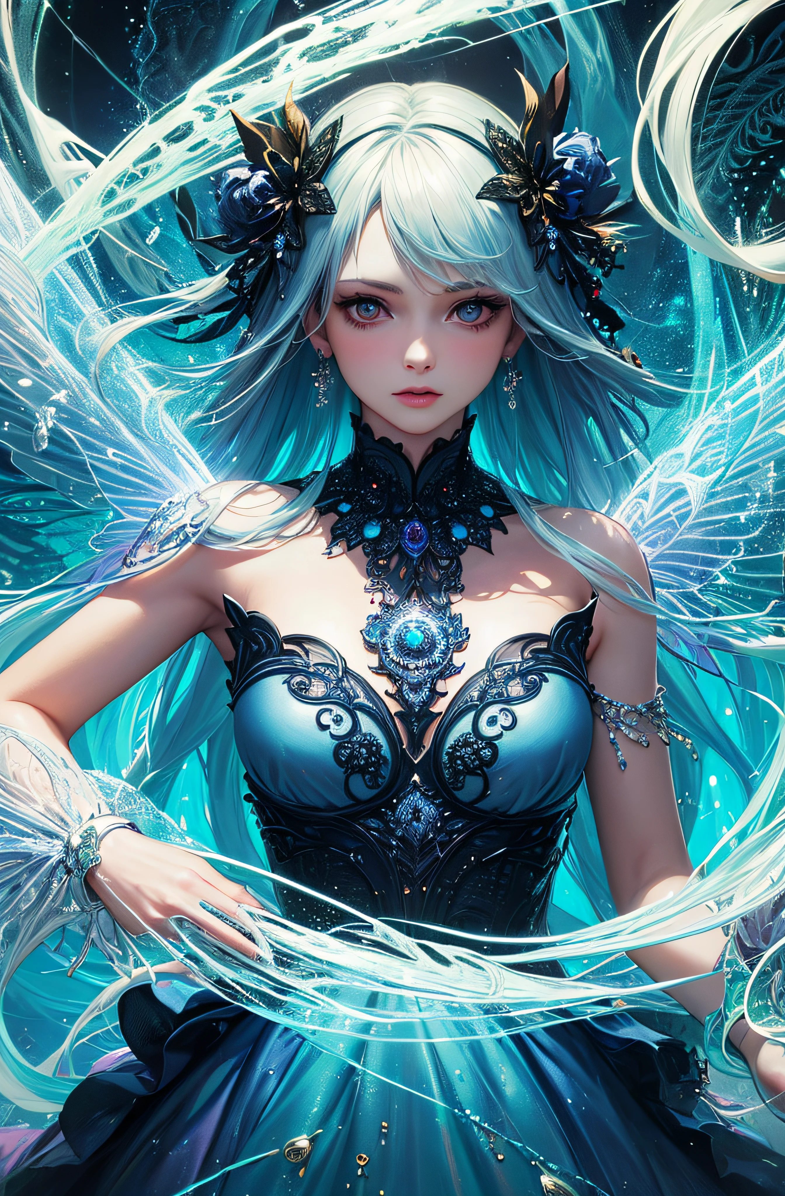 (masterpiece, top quality, best quality, official art, beautiful and aesthetic:1.2), (1girl),light painting, (long exposure:1.2),dynamic streaks, extreme detailed,(fractal art:1.3),colorful,highest detailed,chiffon dress,jewelry,flower,fairy,upper body