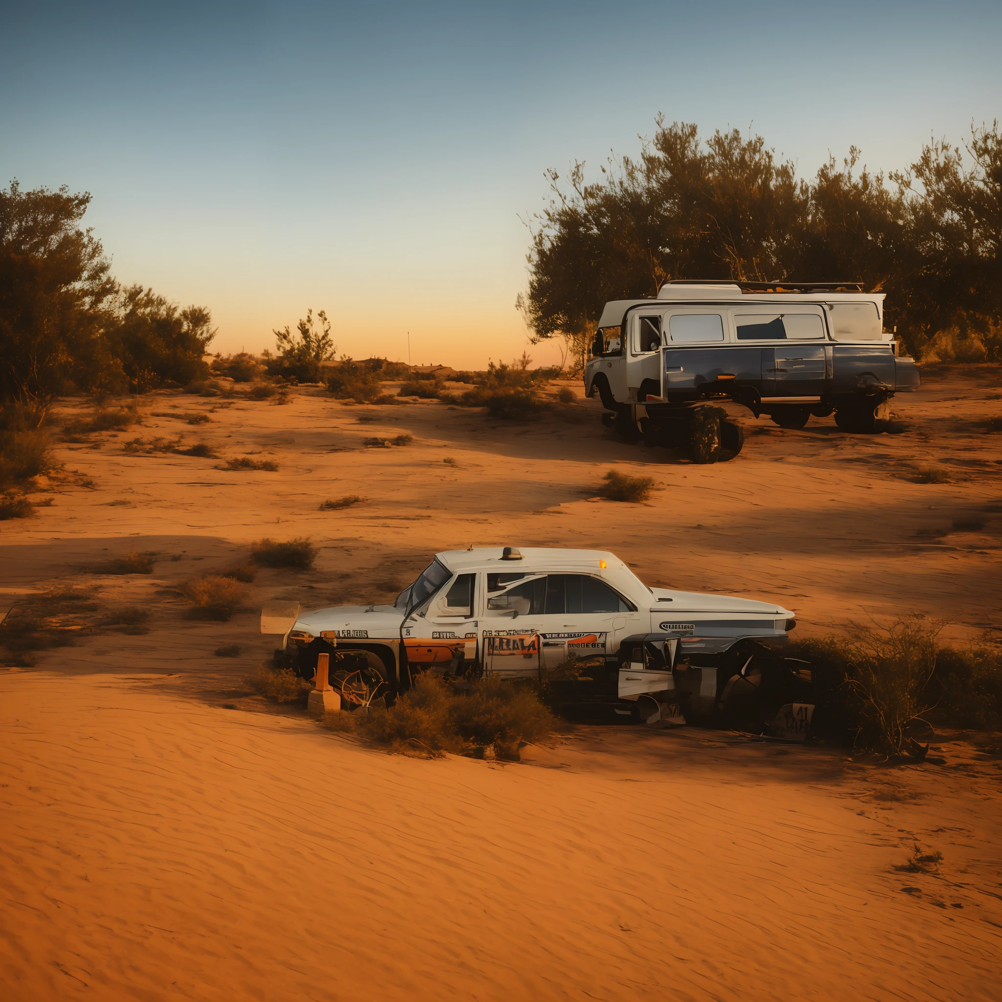 "Isolated convenience store in the middle of the desert at sunset, car parked outside, lo-fi, nostalgic." --auto