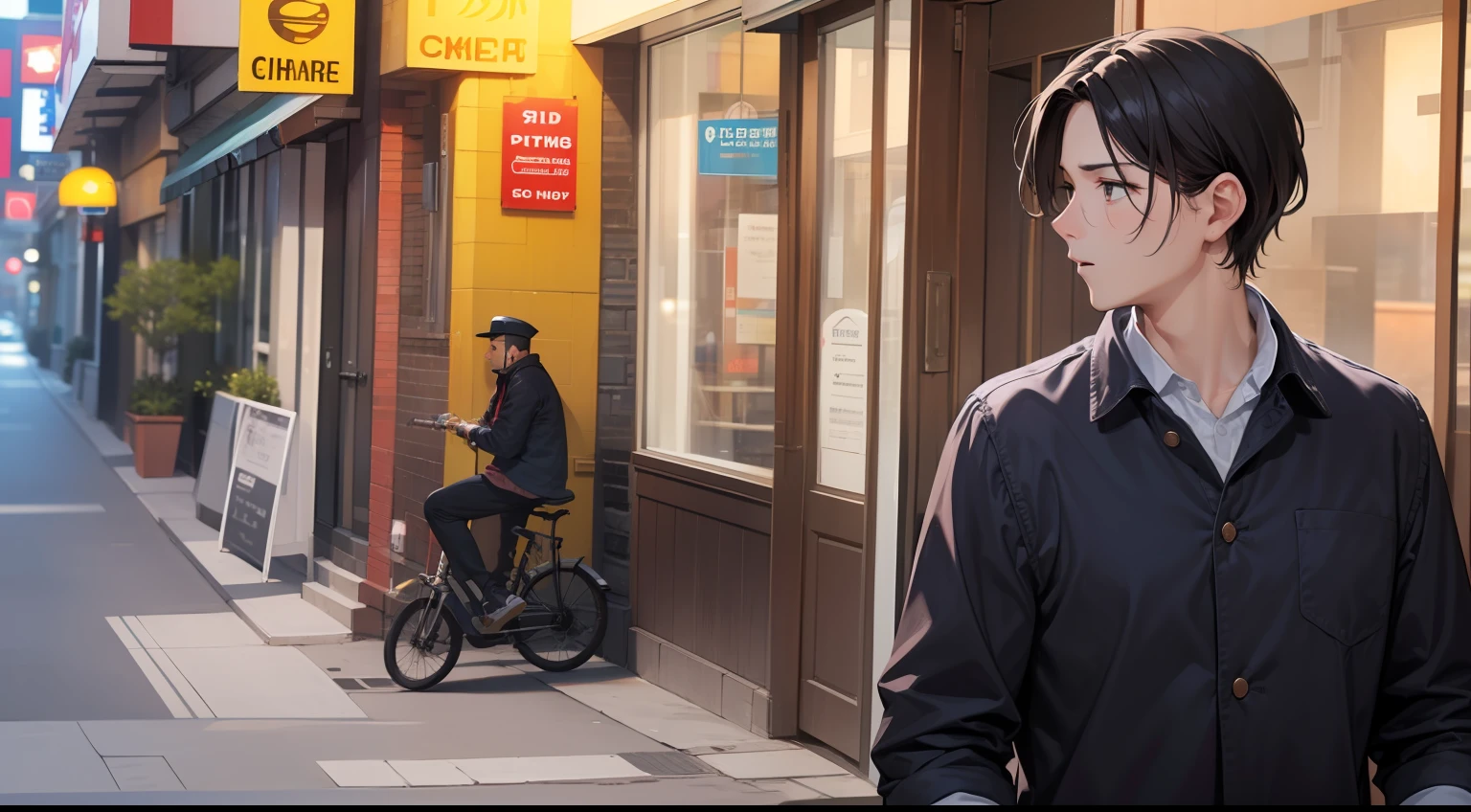 Ignoring the woman's roar, the man silently walked out of the western restaurant along the road
Go aimlessly