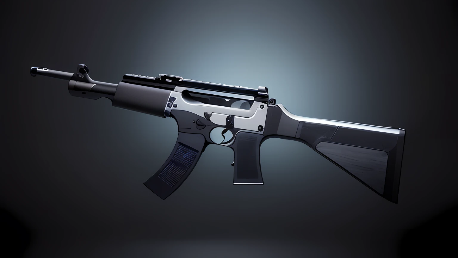 Blue and black designed gun, pulse rifle, assault rifle, bioluminescent skin, gun, AK45, futuristic weapon, obsidian skin, rifle, assault rifle, flafiniti, AK 1 2, AK 4 7, AK47
