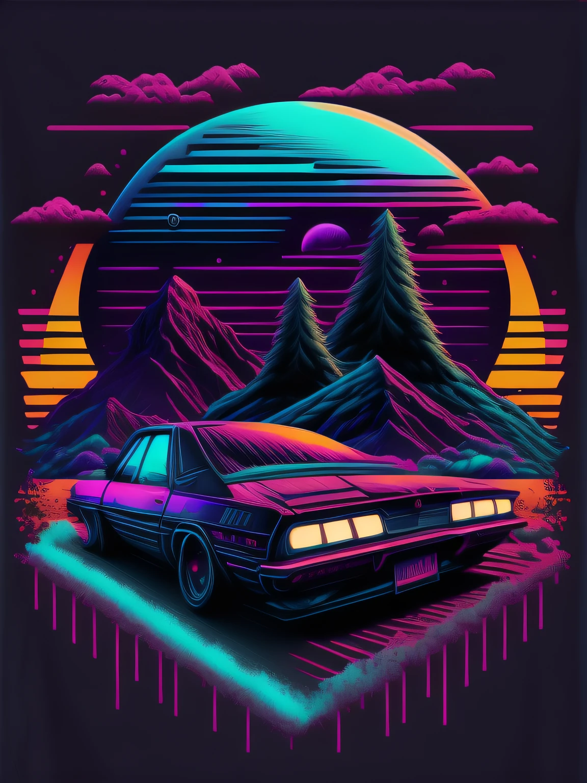 Tshirt vector, inspiring massage, perfect graphic as detailed as possible, synthwave, vivid colors, detailed