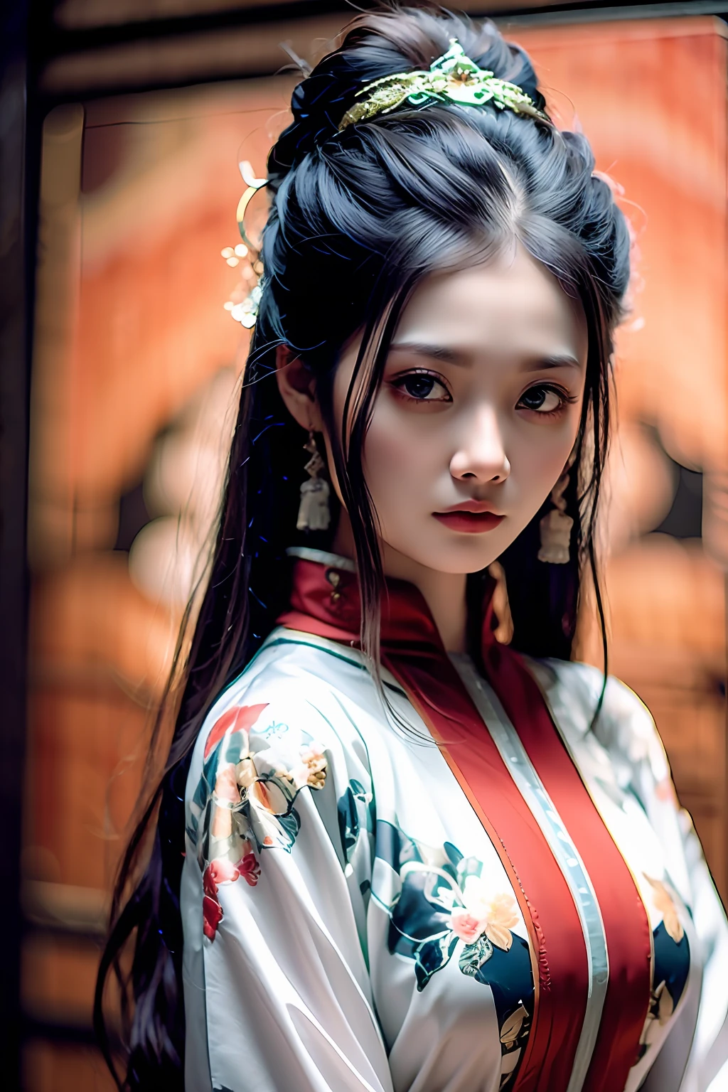 Best quality, masterpiece, high resolution, wuxia 1girl, chinese dress, super pretty face, super beautiful eyes, super beautiful hair
