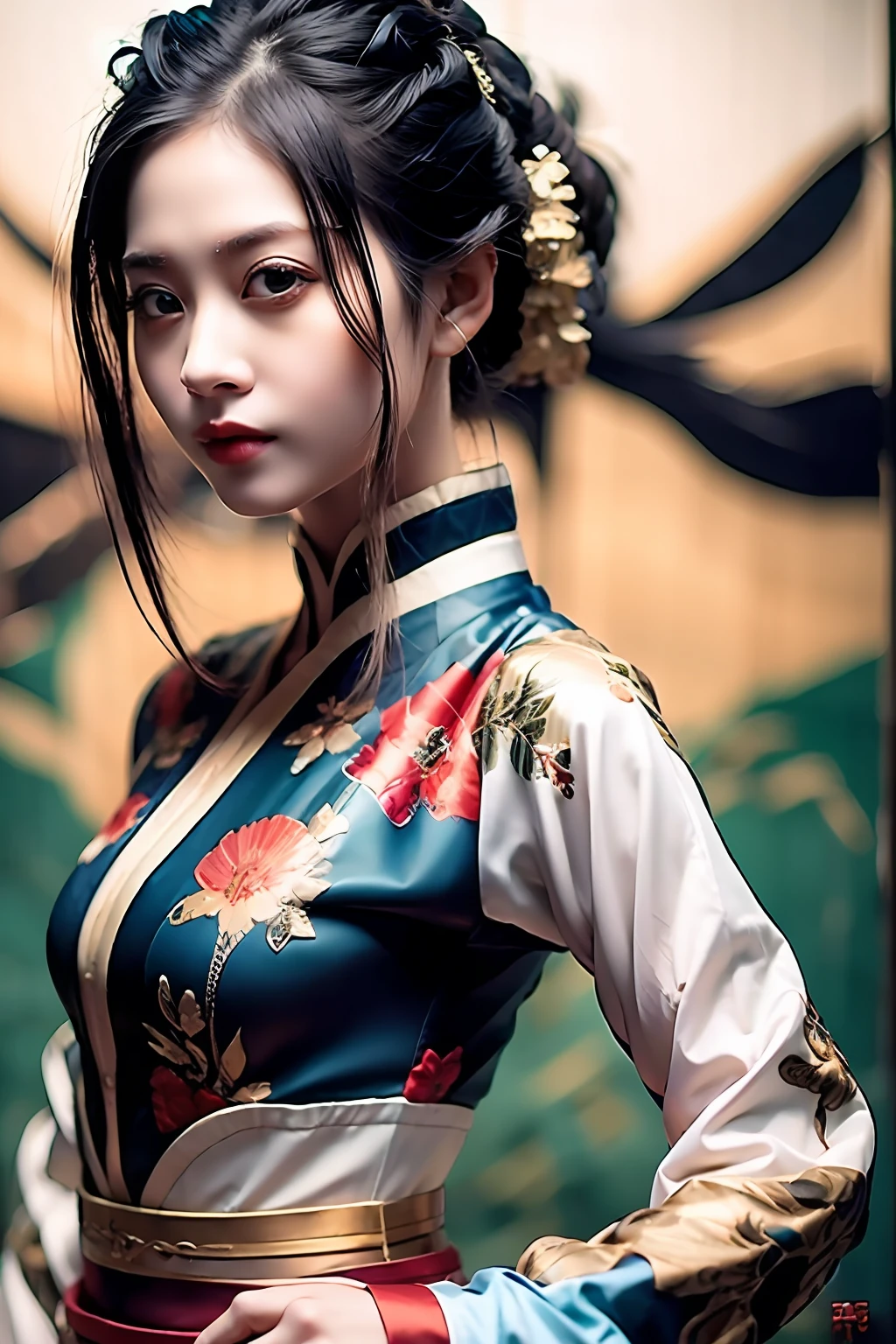 Best quality, masterpiece, high resolution, wuxia 1girl, chinese dress, super pretty face, super beautiful eyes, super beautiful hair