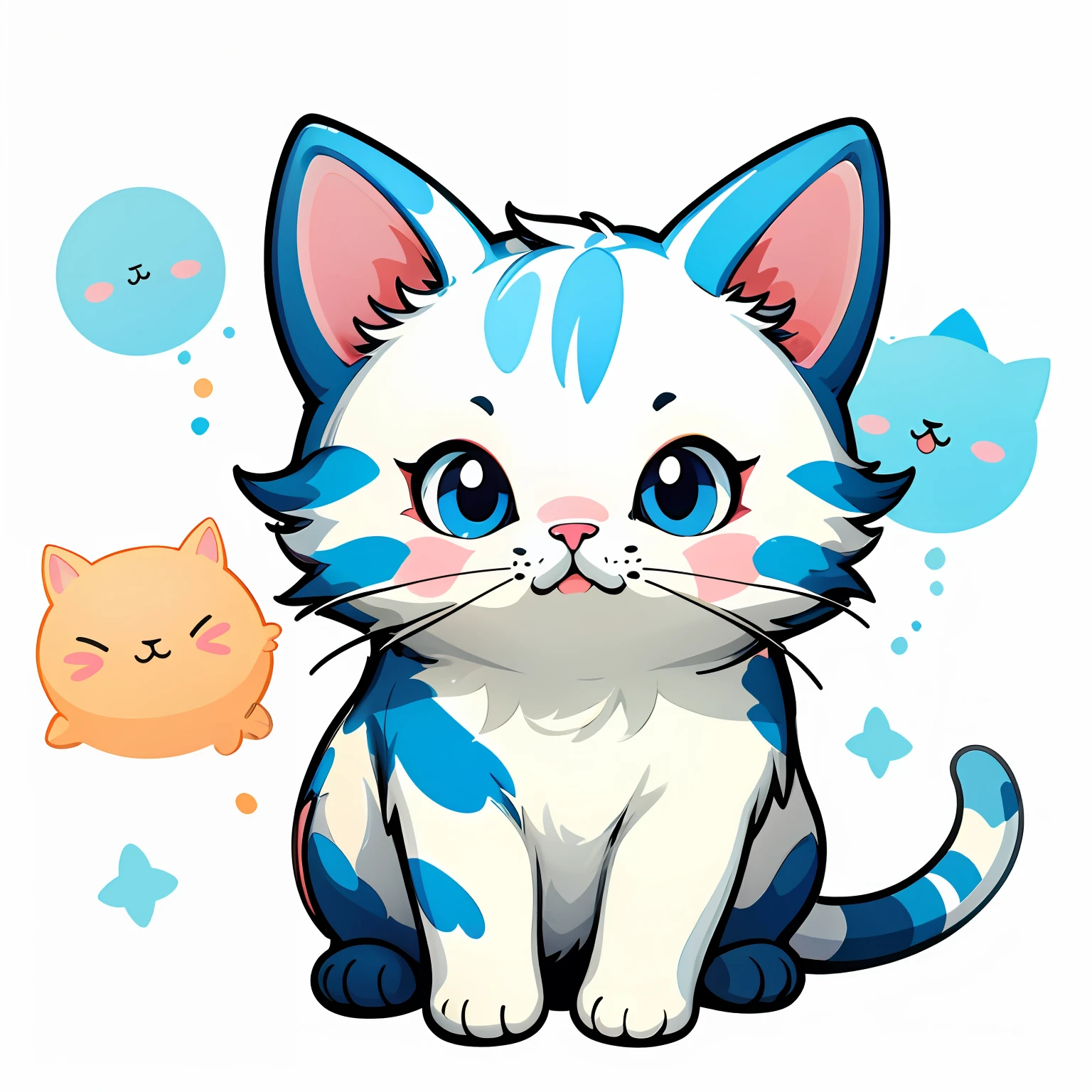 A cute cat, watercolor, white background, simple background, minimal, cute, tiny, pastel color, vector style, no gradient,
