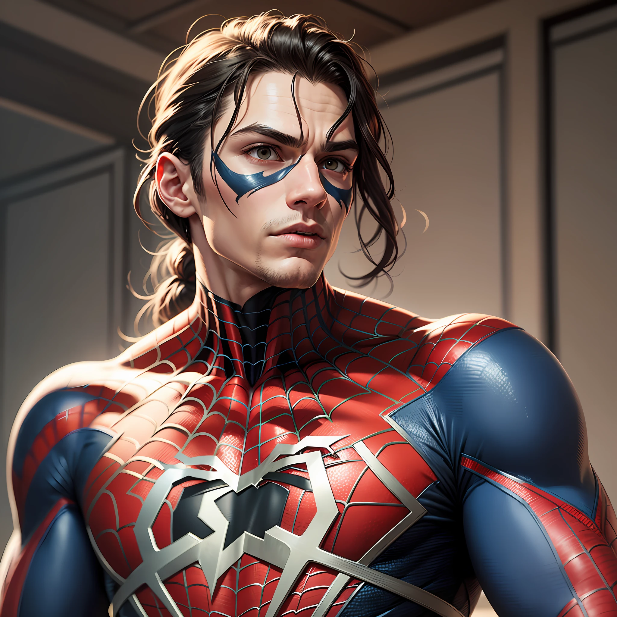 wearing spiderman costumes, Man,Ultra Realistic,Muscular --auto --s2