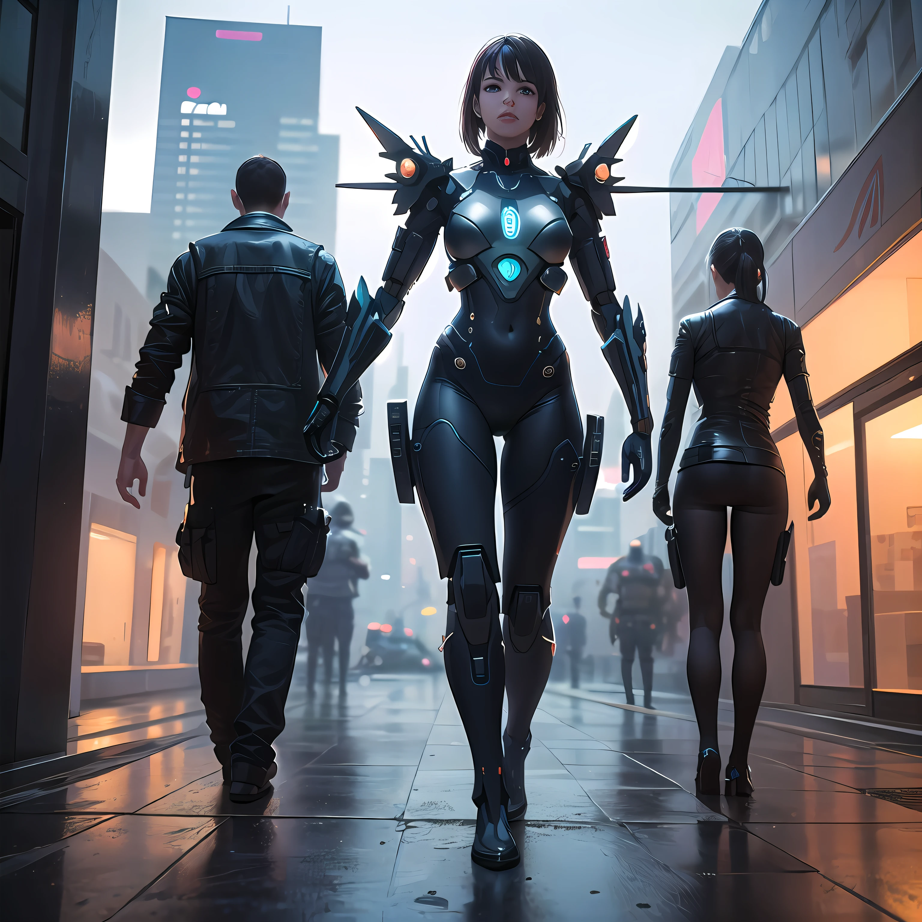 1girl, cyberpunk, mecha, sci-fi, realism, doomsday, look at the audience, full body, 3D, realistic, tights, masterpiece, best quality, 8k, detailed skin texture, detailed cloth texture, pretty detailed face, intricate detail, super detail, edge lighting, side lighting, cinematic light, super high resolution, 8k uhd, film grain, best shadow, delicate, raw --auto
