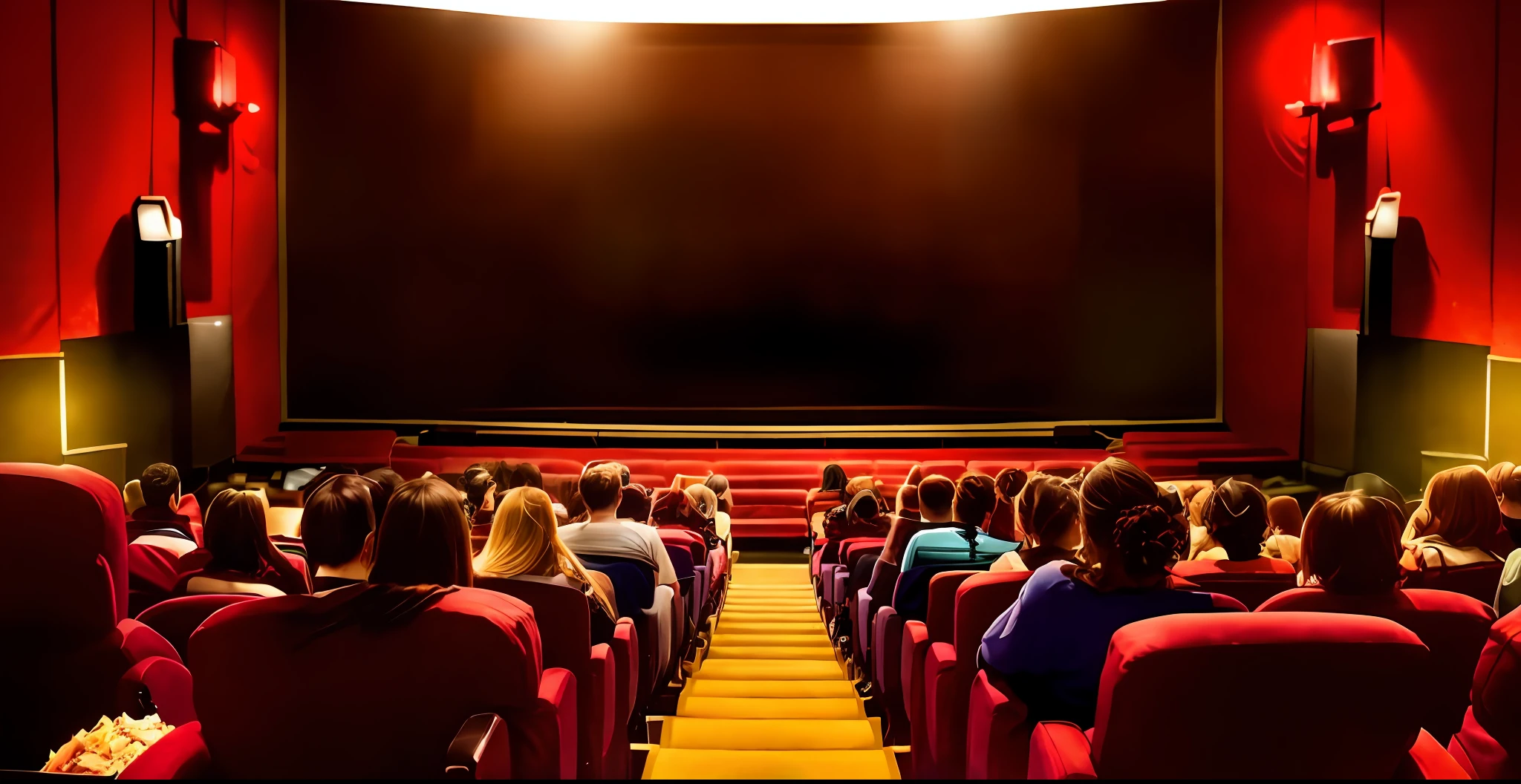 (((Women dressed in maid clothes sitting in a theater watching a movie on a screen))), sitting in a movie theater, cinema, movie screen photo, in a theater, award-winning cinema, cinematic image, expansive cinematic vision, cinematic image, cinematic screen, award-winning cinematographic, audience, theater, cinematic vision, film, cinematic flavor, cinematic IMAX photo, movie poster without text