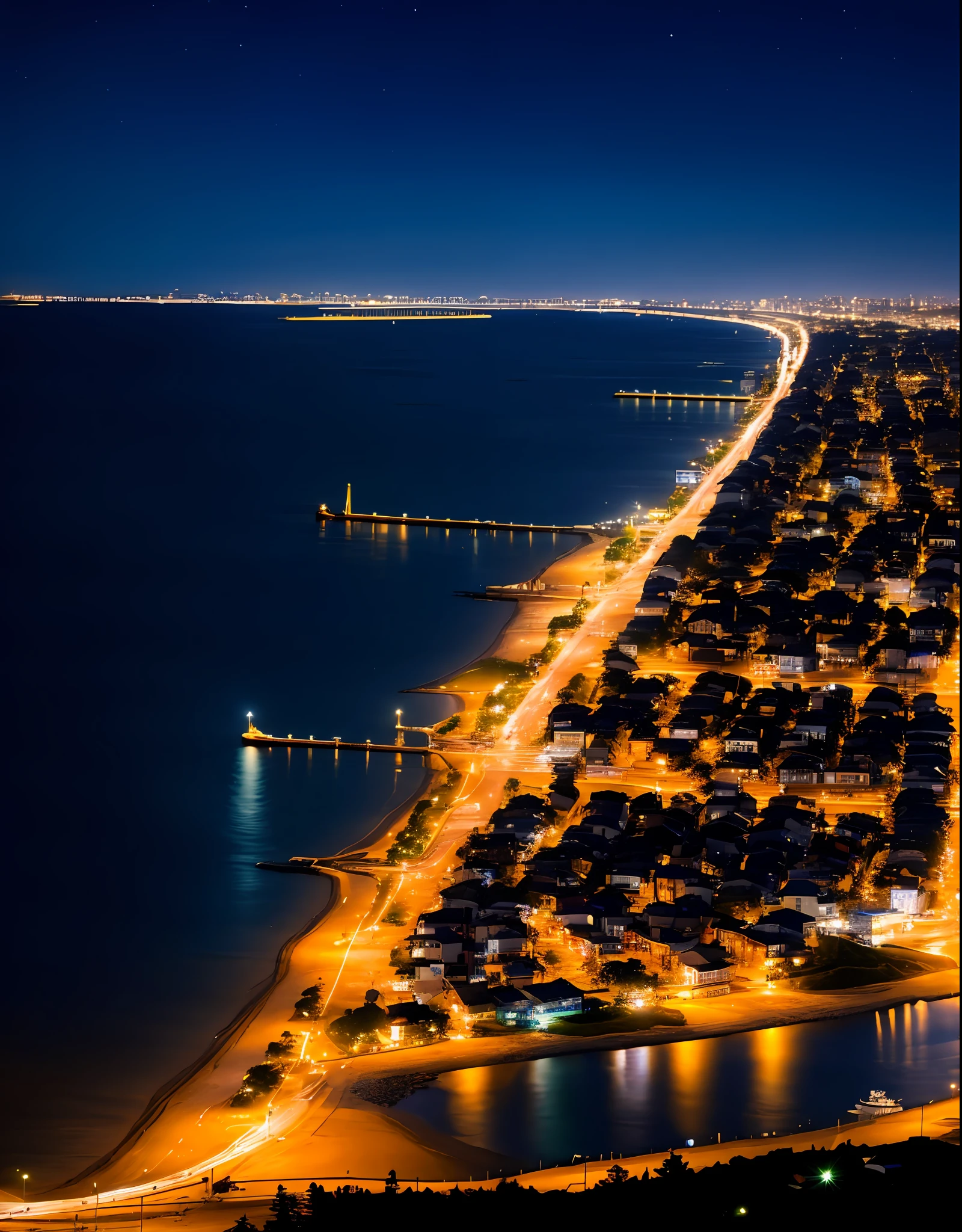 Seaside city, night view, scenery