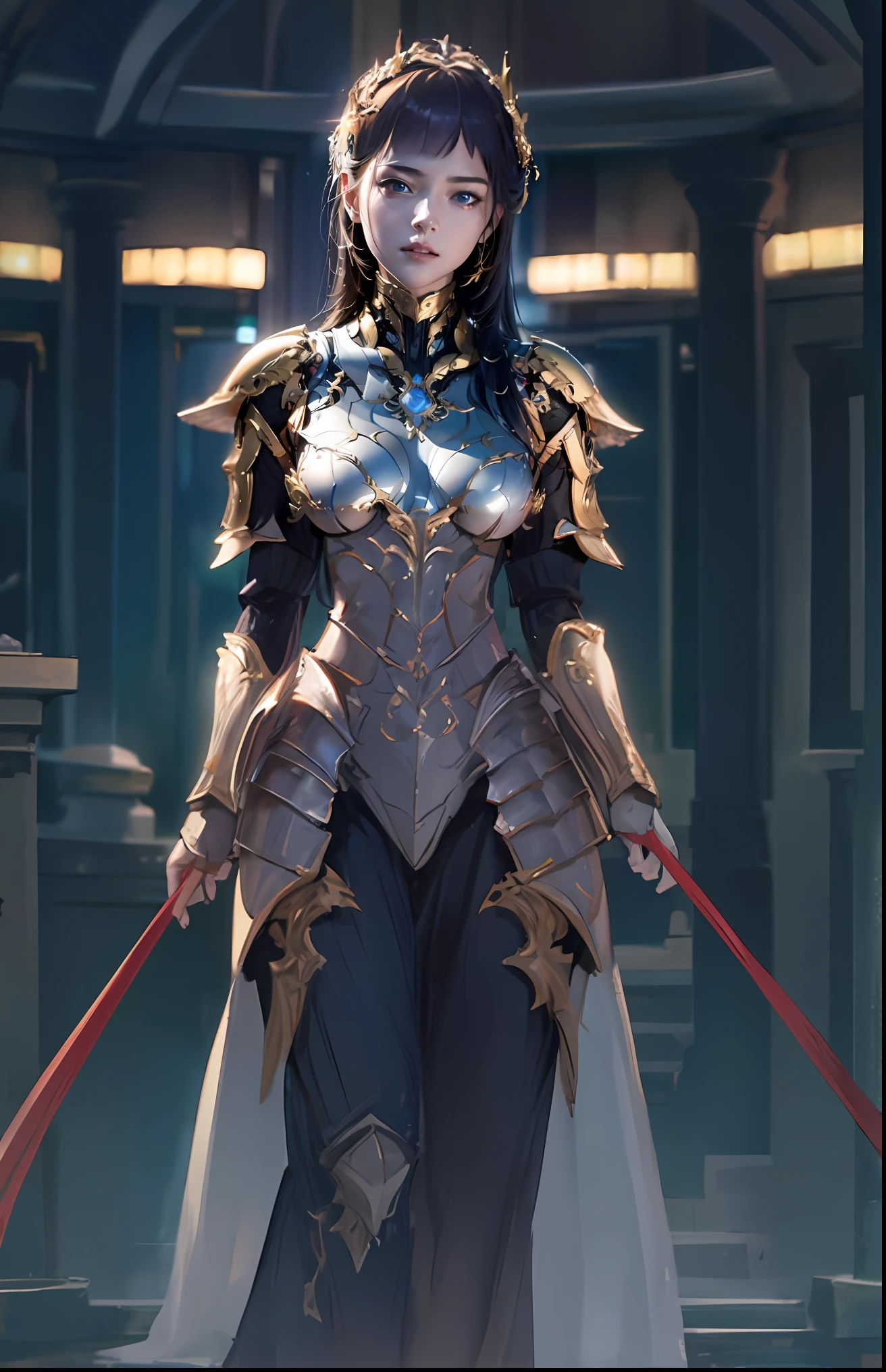 A beautiful princess dressed in gorgeous armor