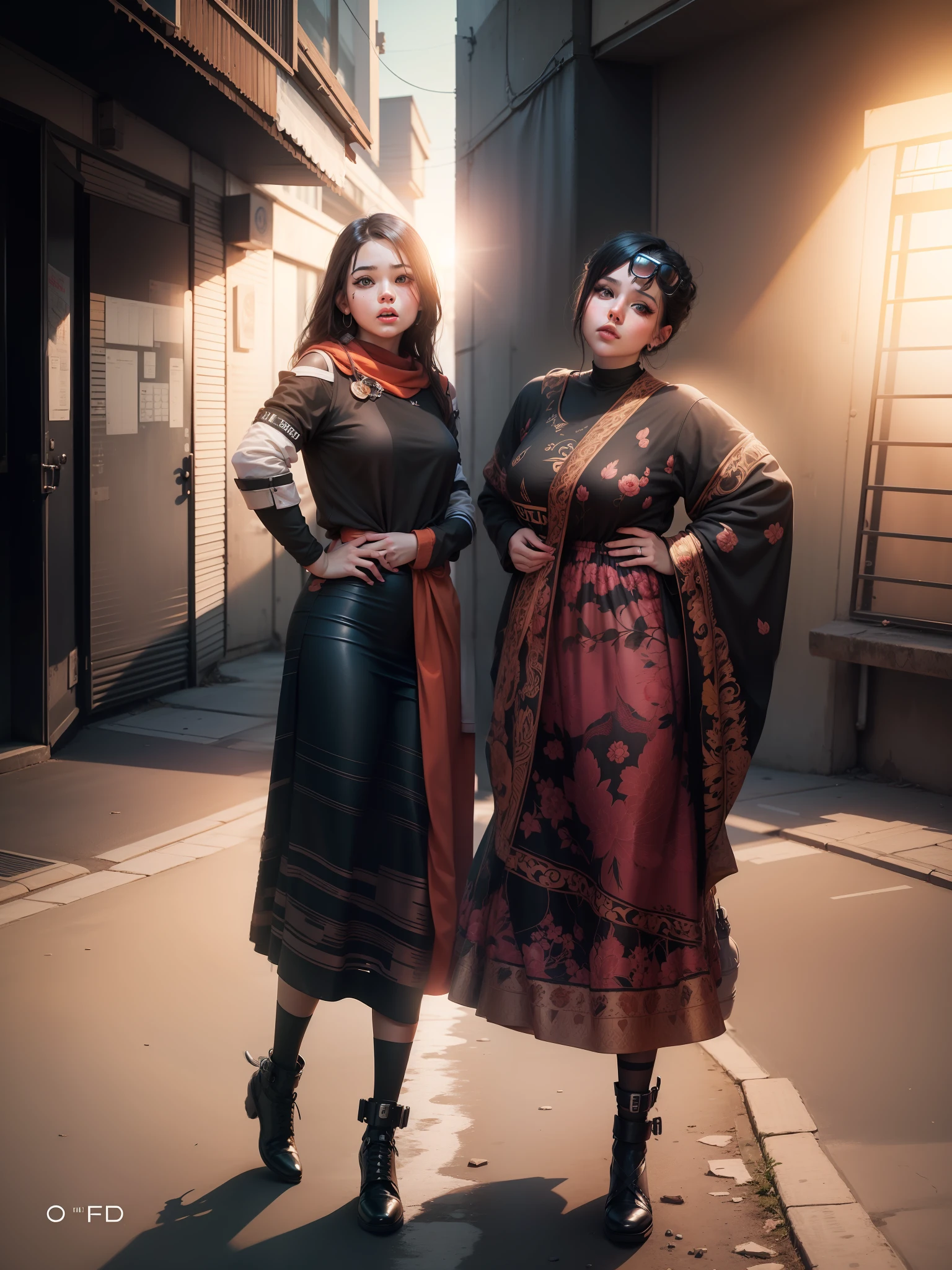 Change background cute duo girls change clothes cute chubby girls realistic face cyberpunk 4k