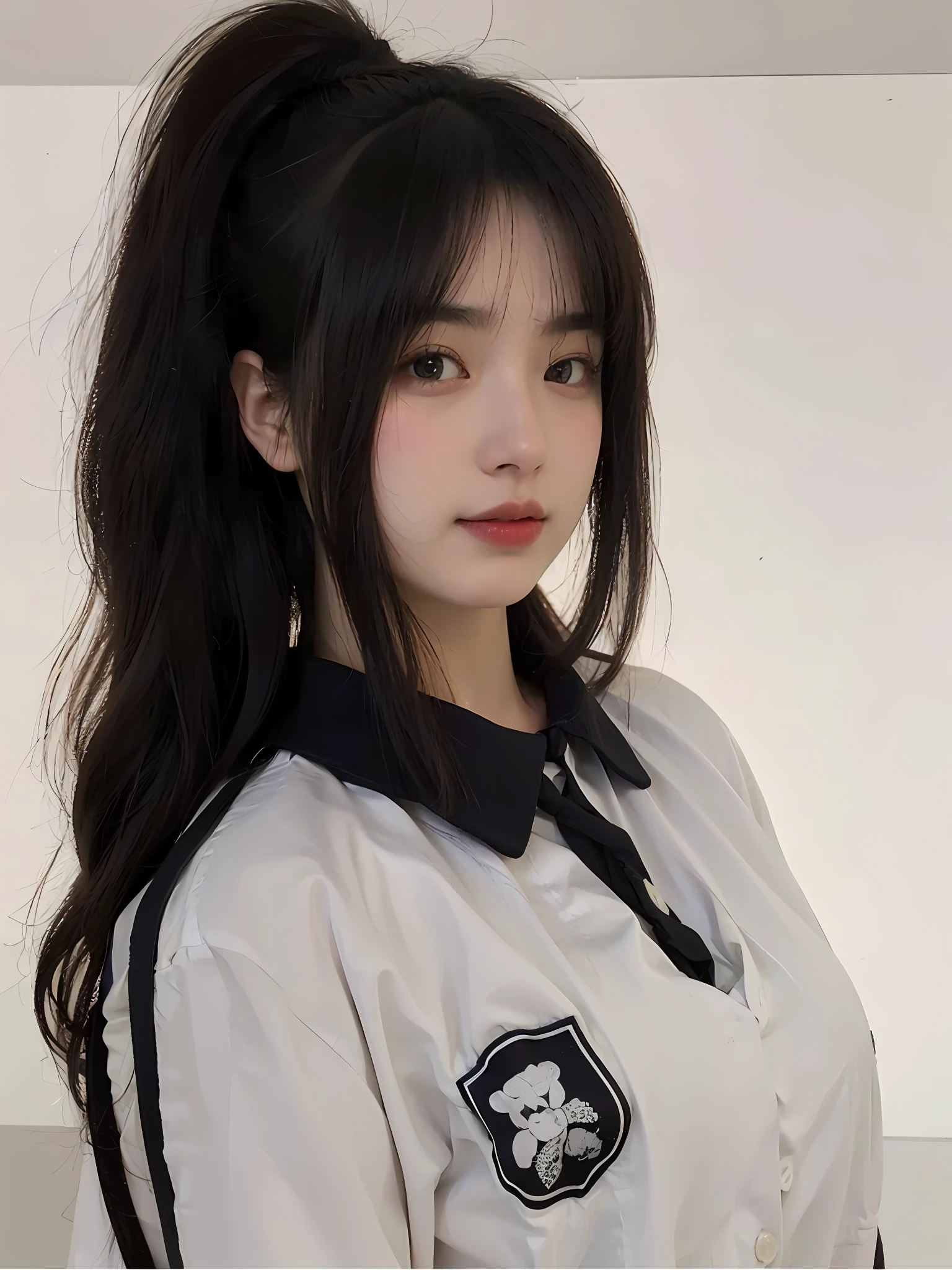 (Large breast:1.4),(open clothes:1.4),(white shirt:1.4), Best quality,masterpiece,ultra high res,(photorealistic:1.4),1girl,(:1.4)