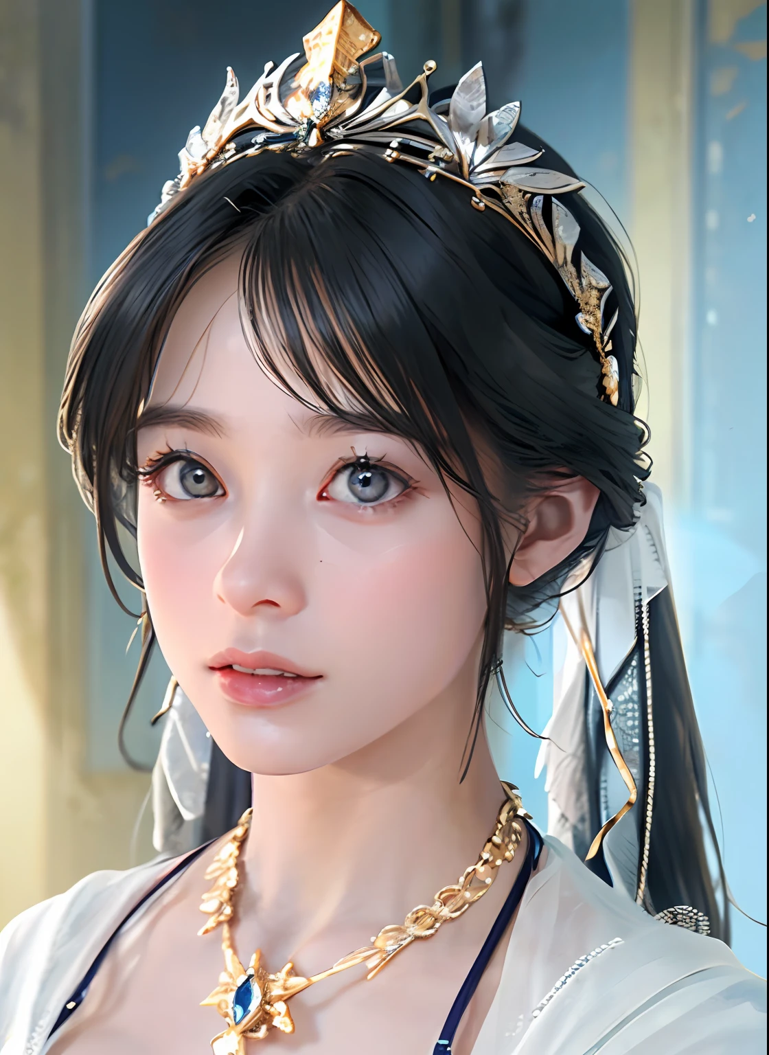Ultra detailed complex 3D rendering of face, (big breasts: 6.8), glamour shot full body image, huge breasts, red bra, long hair, viewer show, , parted lips, (shiny skin),((Realistic lighting, top quality, 8K, masterpiece: 1.3)), Clear Focus: 1.2, 1 girl, Perfect figure: 1.4, , (cleavage), intricate details, Ultra detailed complex 3d rendering of beautiful porcelain profile face, light effects, ultra detailed big crown adorned with jewels: 2.2), big,, blue micro bikini, (surreal), (high definition), (8K), (very detailed), (beautiful detailed eyes), (best quality), (ultra detailed), (jewels with intricate detail), (ornate jewel armor: 1.3), 1 girl, solo, long hairWind, Gorgeous Face, Top Quality, Masterpiece, Maximum Detail, Diffused Lighting, (Black Hair: 1.3), Valhalla Valkyrie, Mechanical Arm, Beauty, Facial Muscles