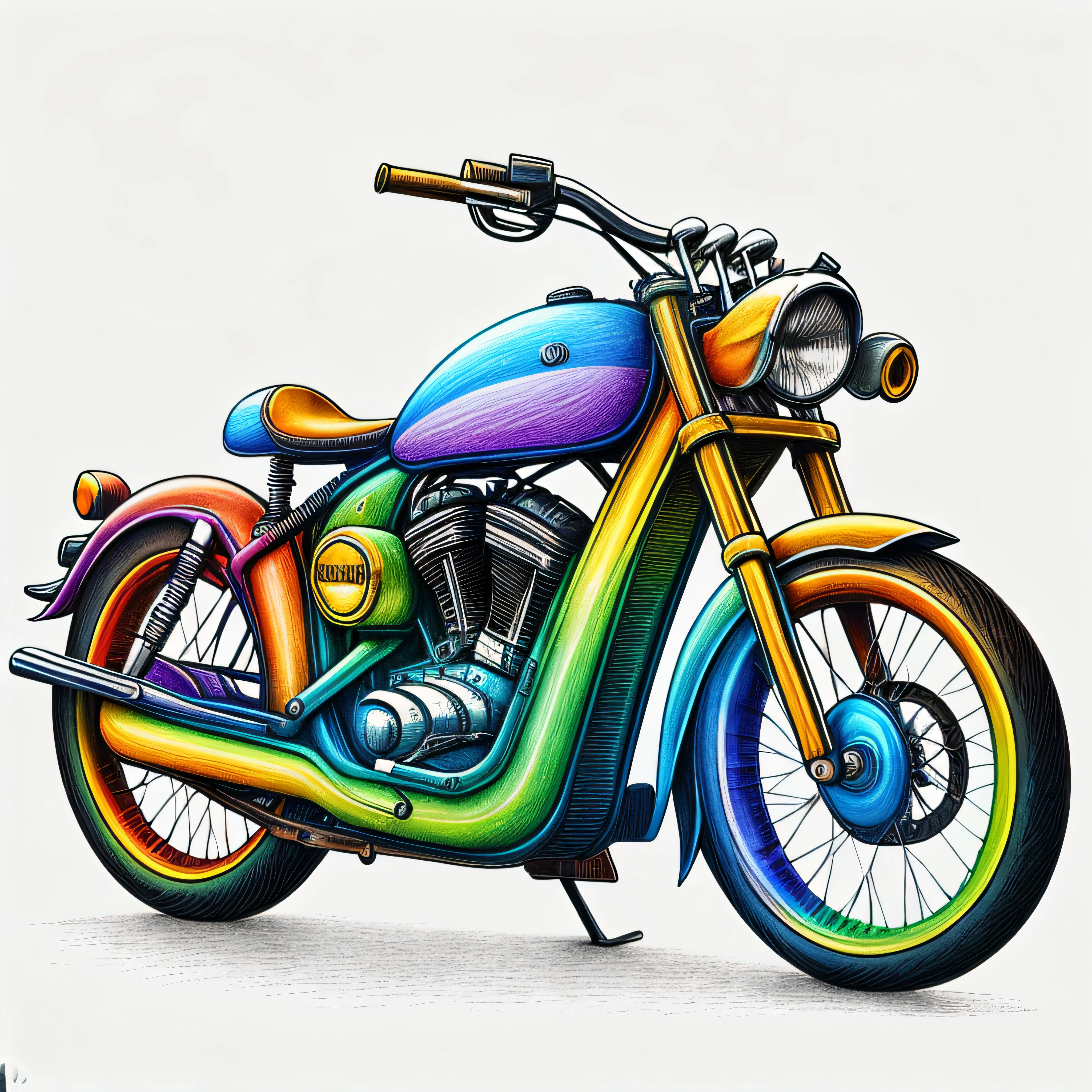 RainbowPencilRockAI antique motorcycle