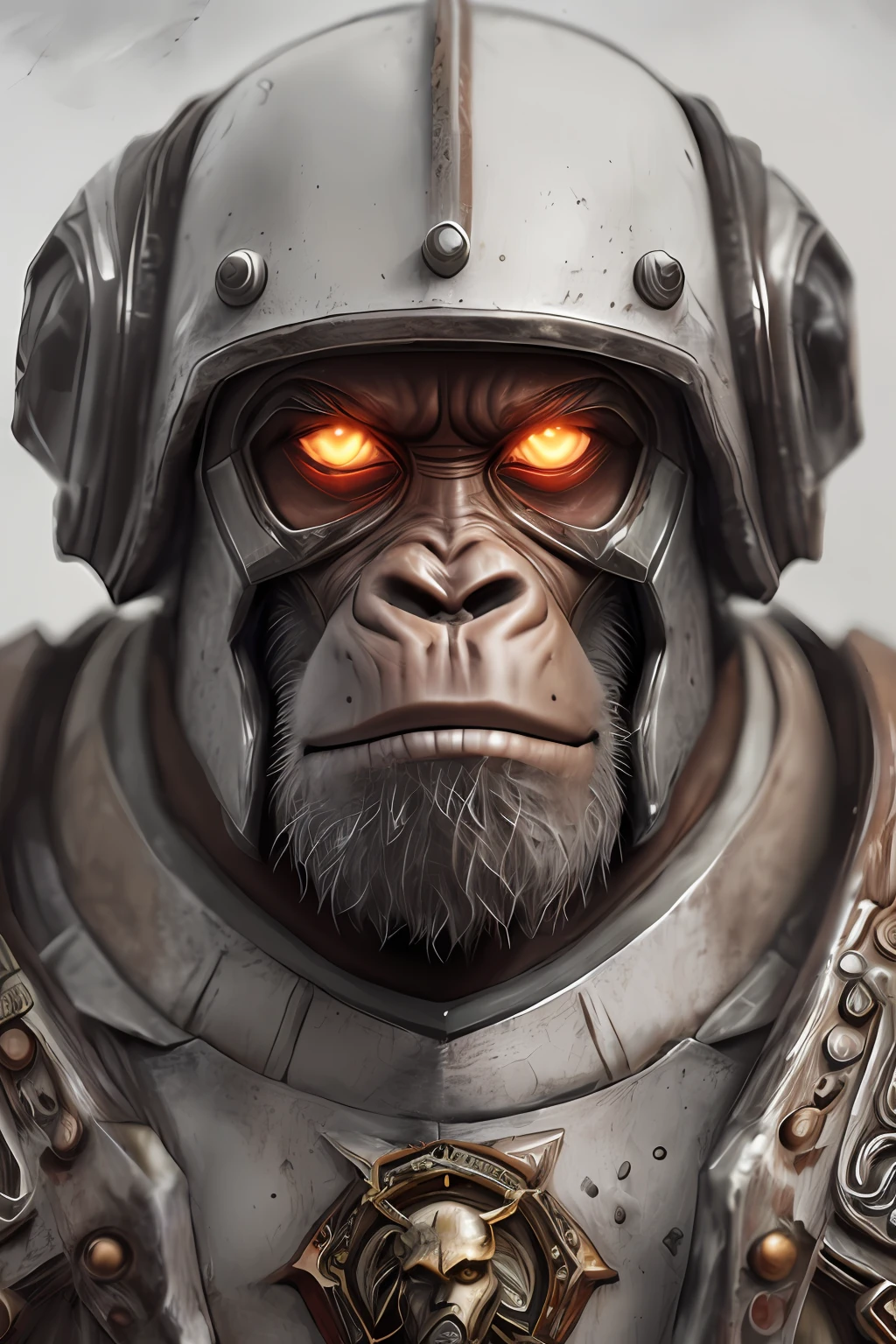 space marine warrior cyberpunk horror scifi extremely high detail portrait dnd,black gorilla face,((finely crafted detailed white armor))((((intricate detail)))), epic realistic, photo, faded, complex stuff around, intricate background, soaking wet, neutral colors, ((((hdr)))), ((((muted colors)))), intricate scene, artstation, intricate details, vignette