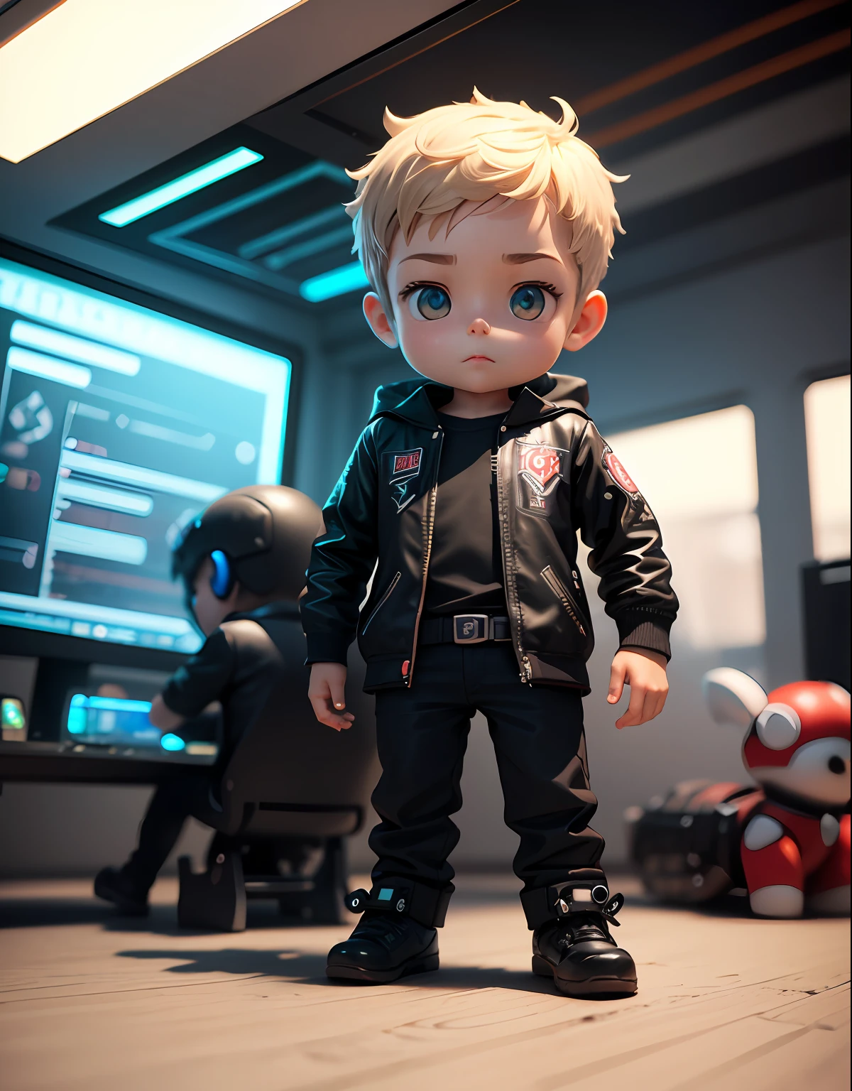 3D Toys, ip, Cyberpunk style, cute  boy, laser --auto