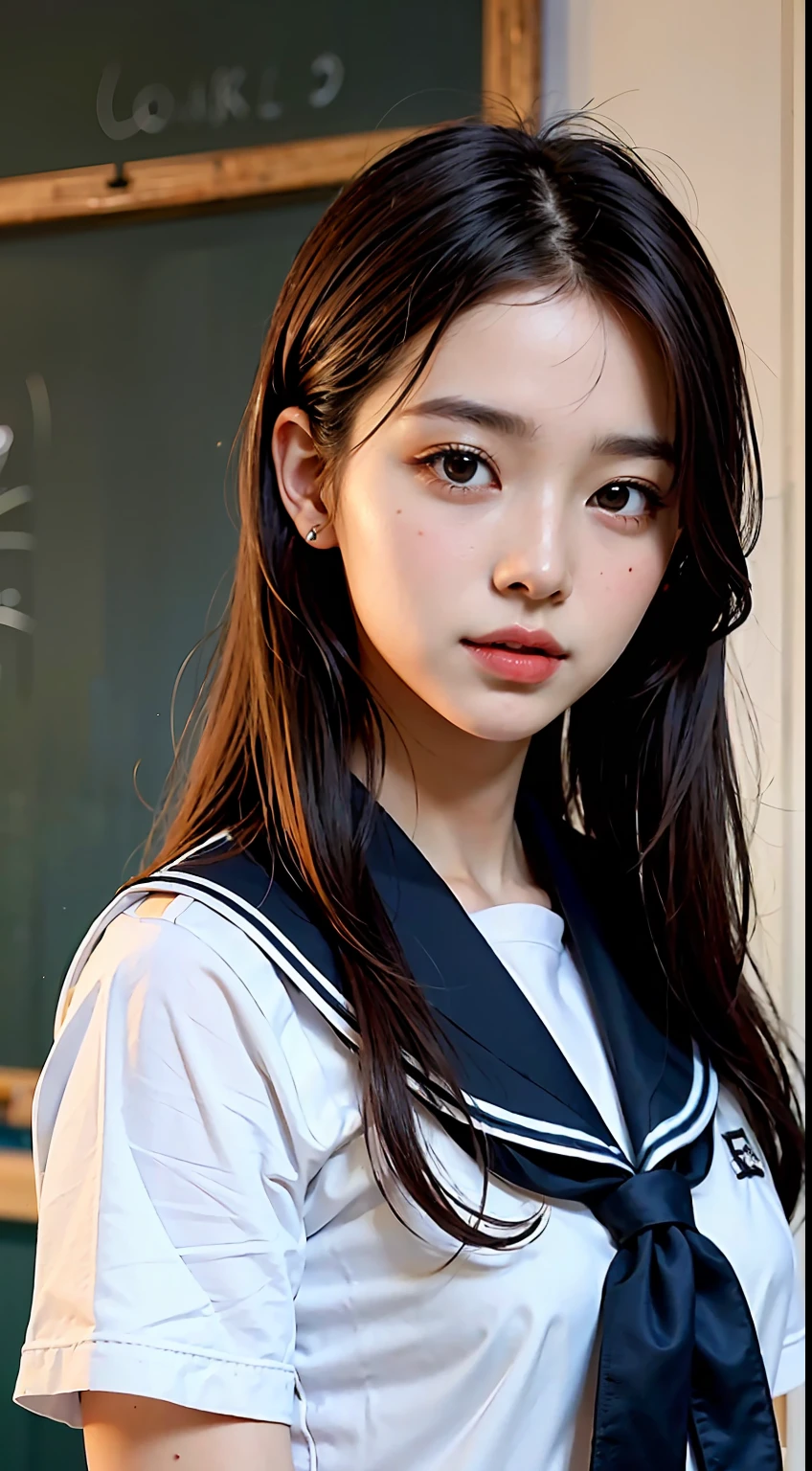 (Finest, 4k, MASTERPIECE:1.3), Japan School Uniform, Japan School Uniform, Sailor Uniform, Girl in Uniform, Girl in Uniform, Girl in School Uniform, Wearing JK Uniform, Blonde Beauty