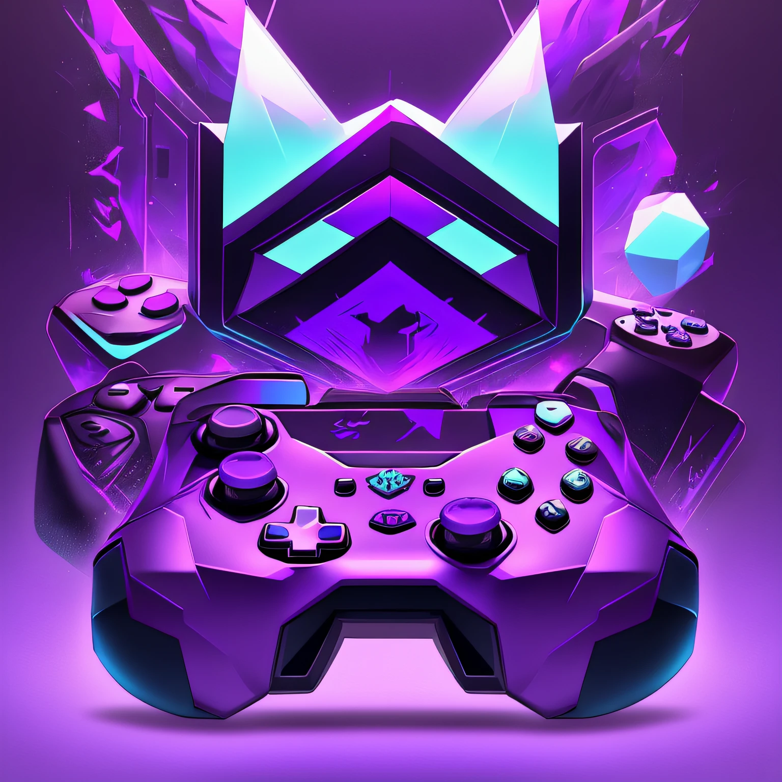 Create a logo for my gaming channel on youtube. The logo must have ONE MASCOT holding a video game controller. Use blue and purple colors. It needs to be in PNG format. --auto