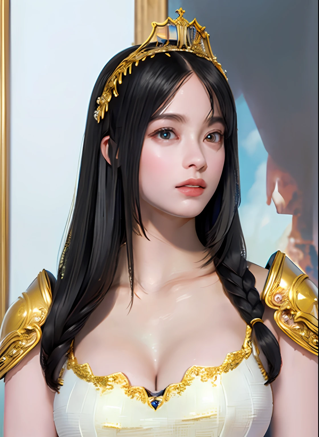 Ultra detailed complex 3D rendering of the face, (big breasts: 7.8), glamour shot full body image, huge breasts, red bra, long hair, viewer show, , parted lips, (shiny skin),((Realistic lighting, top quality, 8K, masterpiece: 1.3)), Clear Focus: 1.2, 1 girl, Perfect figure: 1.4, , (cleavage), intricate details, Ultra detailed complex 3d rendering of beautiful porcelain profile face, light effects, ultra detailed big crown adorned with jewels: 2.2), big,, blue micro bikini, (surreal), (high definition), (8K), (very detailed), (beautiful detailed eyes), (best quality), (ultra detailed), (jewels with intricate detail), (ornate jewel armor: 1.3), 1 girl, solo, long hairWind, Gorgeous Face, Top Quality, Masterpiece, Maximum Detail, Diffused Lighting, (Black Hair: 1.3), Valhalla Valkyrie, Mechanical Arm, Beauty, Facial Muscles, ((((Full body))), sexy pose,